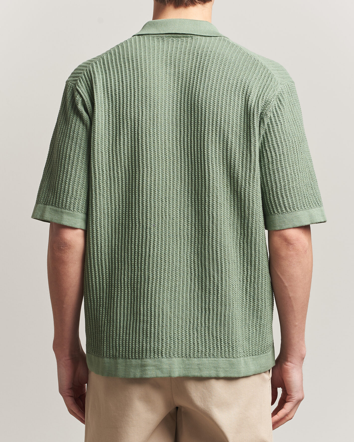 Herr | Skjortor | Forét | Barrow Short Sleeve Knitted Cotton Shirt Green Oxide
