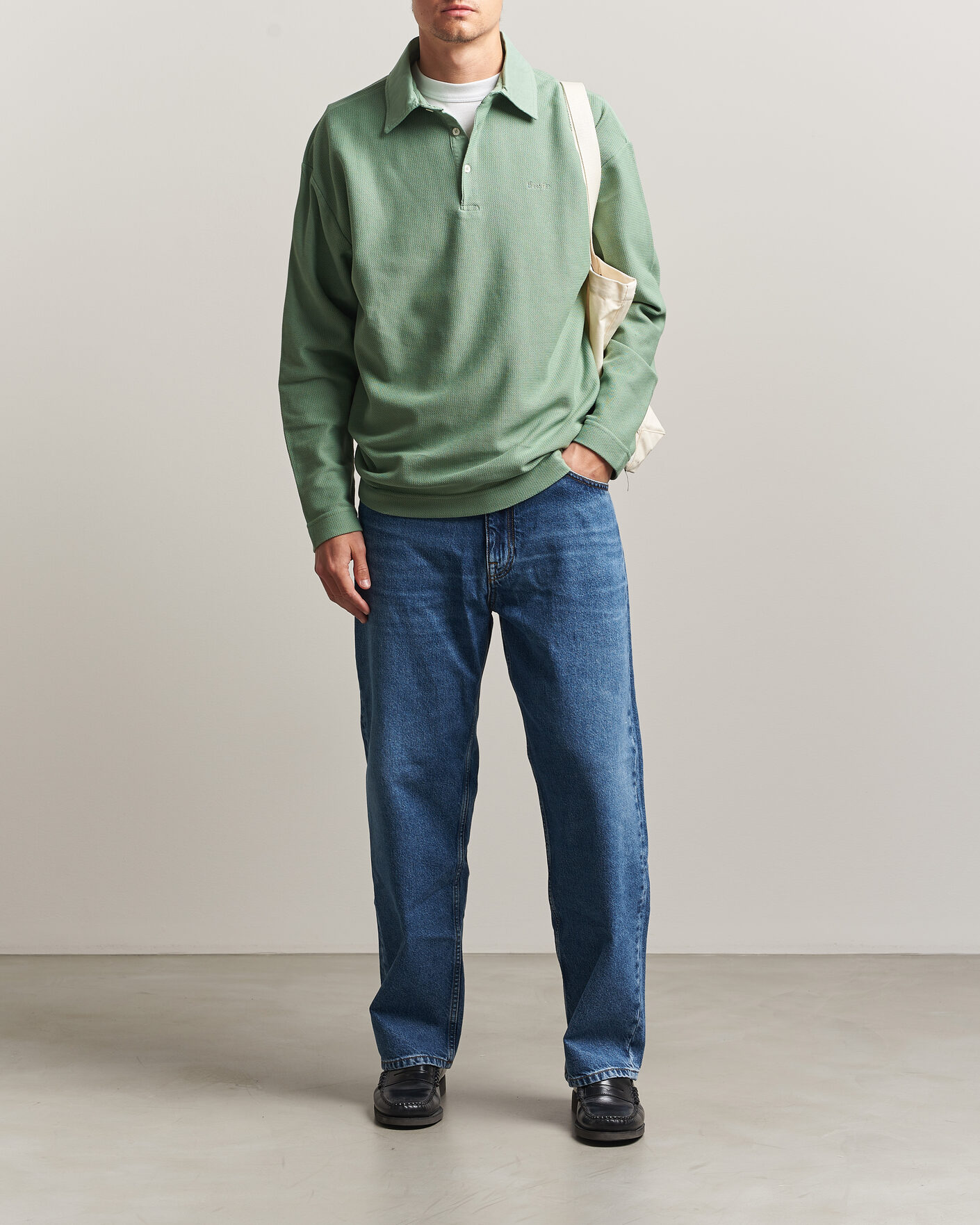 Herr | Pikéer | Forét | Herb Textured Knit Polo Green Oxide