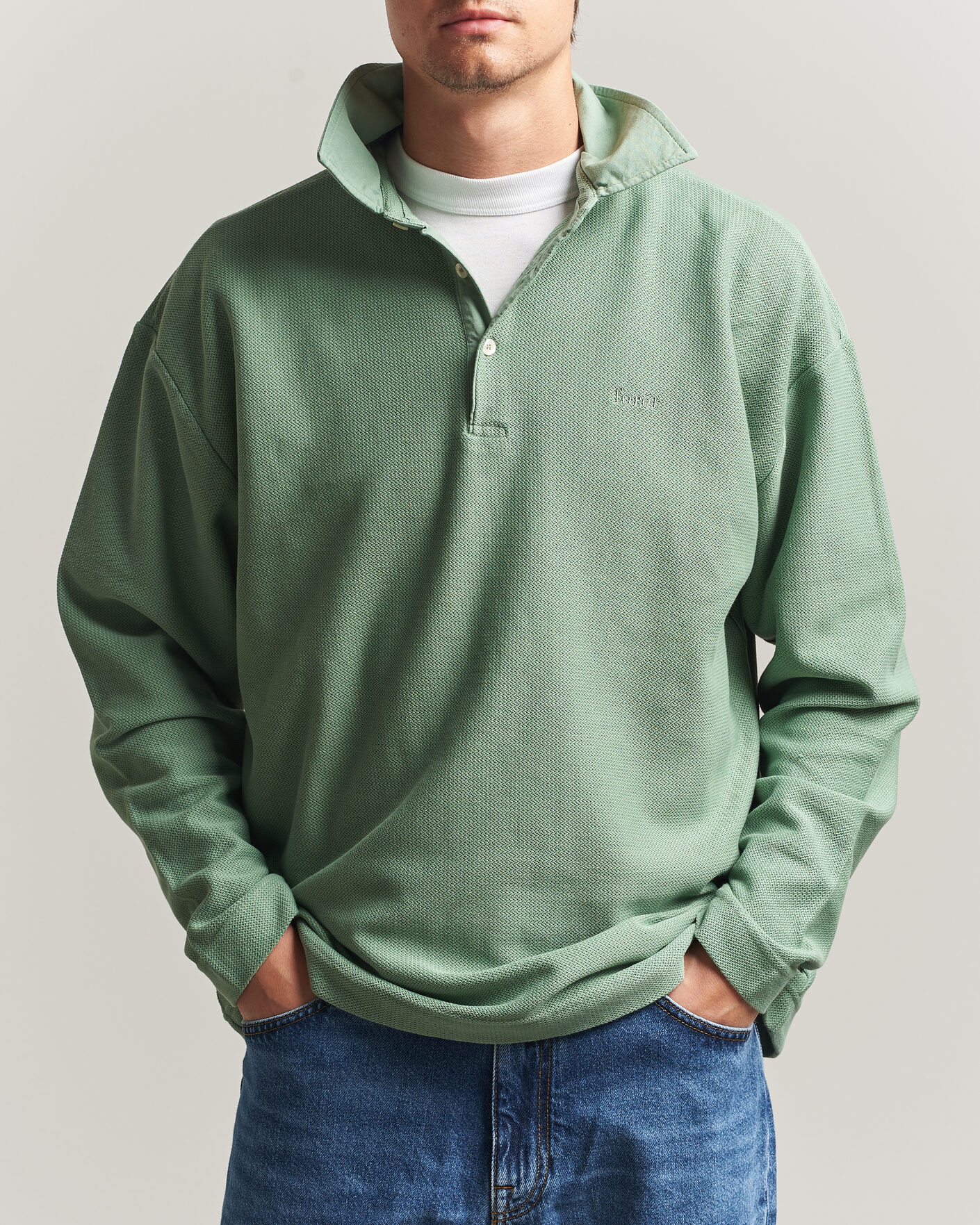 Herr | Tröjor | Forét | Herb Textured Knit Polo Green Oxide
