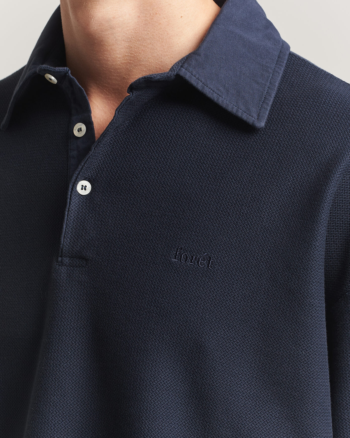 Herr | Tröjor | Forét | Herb Textured Knit Polo Navy