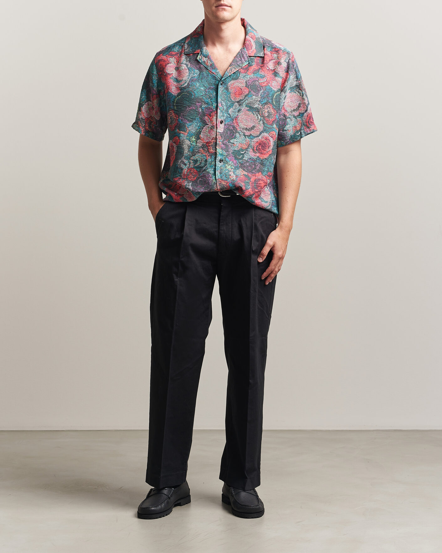 Herr | Skjortor | LES DEUX | Bouquet AOP Short Sleeve Shirt Multi