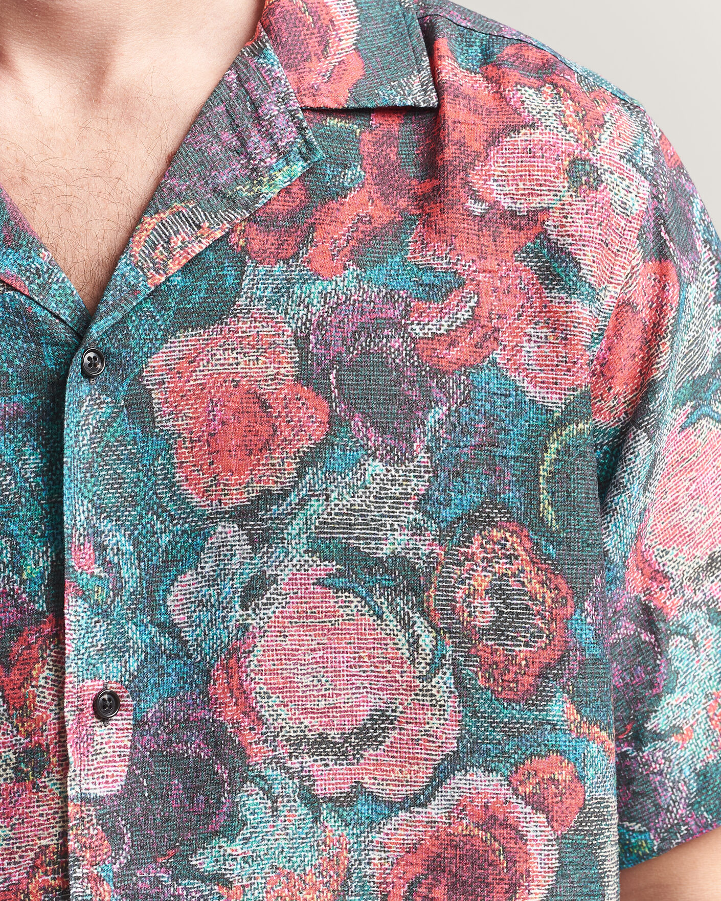 Herr | Skjortor | LES DEUX | Bouquet AOP Short Sleeve Shirt Multi