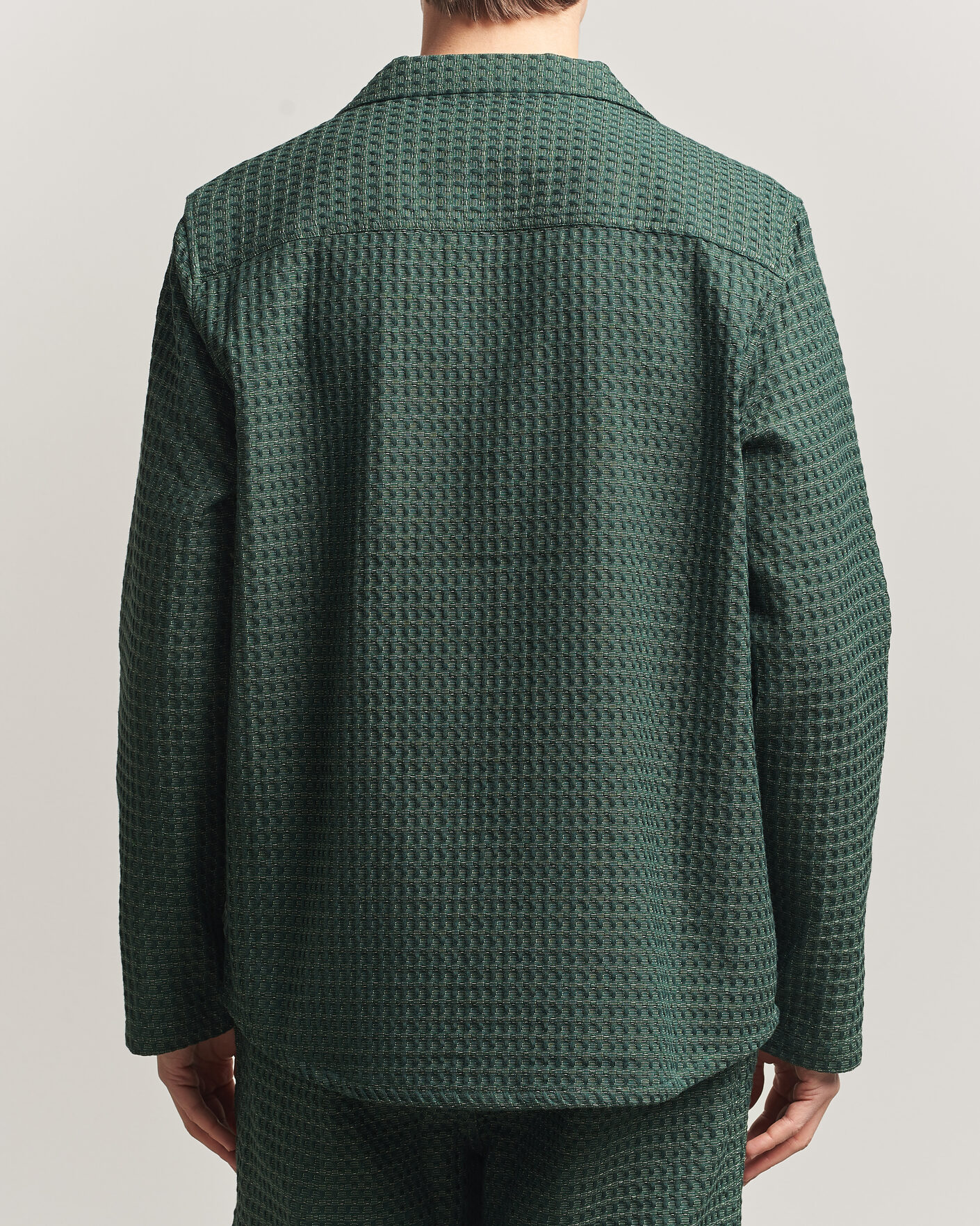 Herr | Skjortor | LES DEUX | Check Seersucker Overshirt Pine Green
