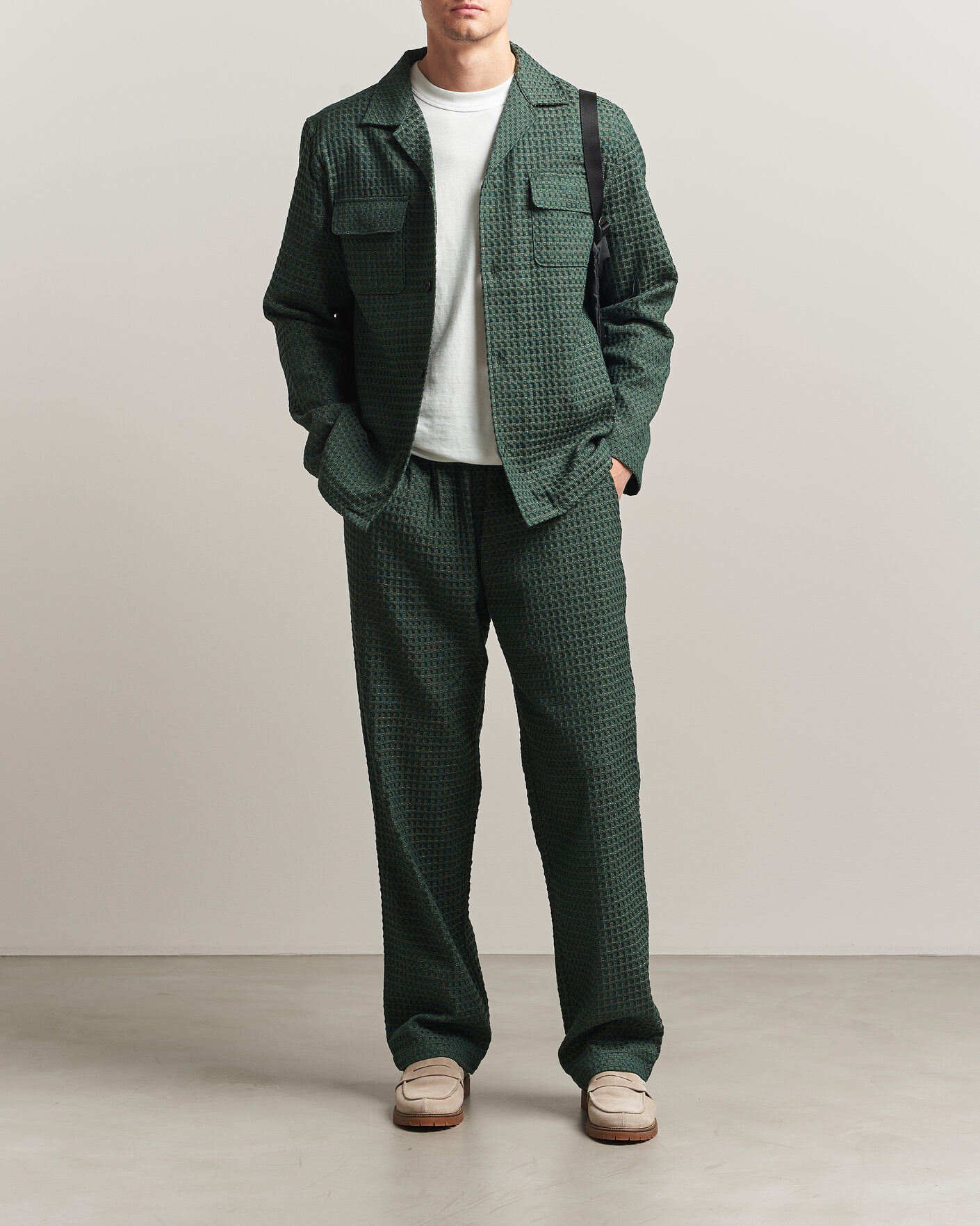 Herr | Byxor | LES DEUX | Check Seersucker Casual Pants Pine Green