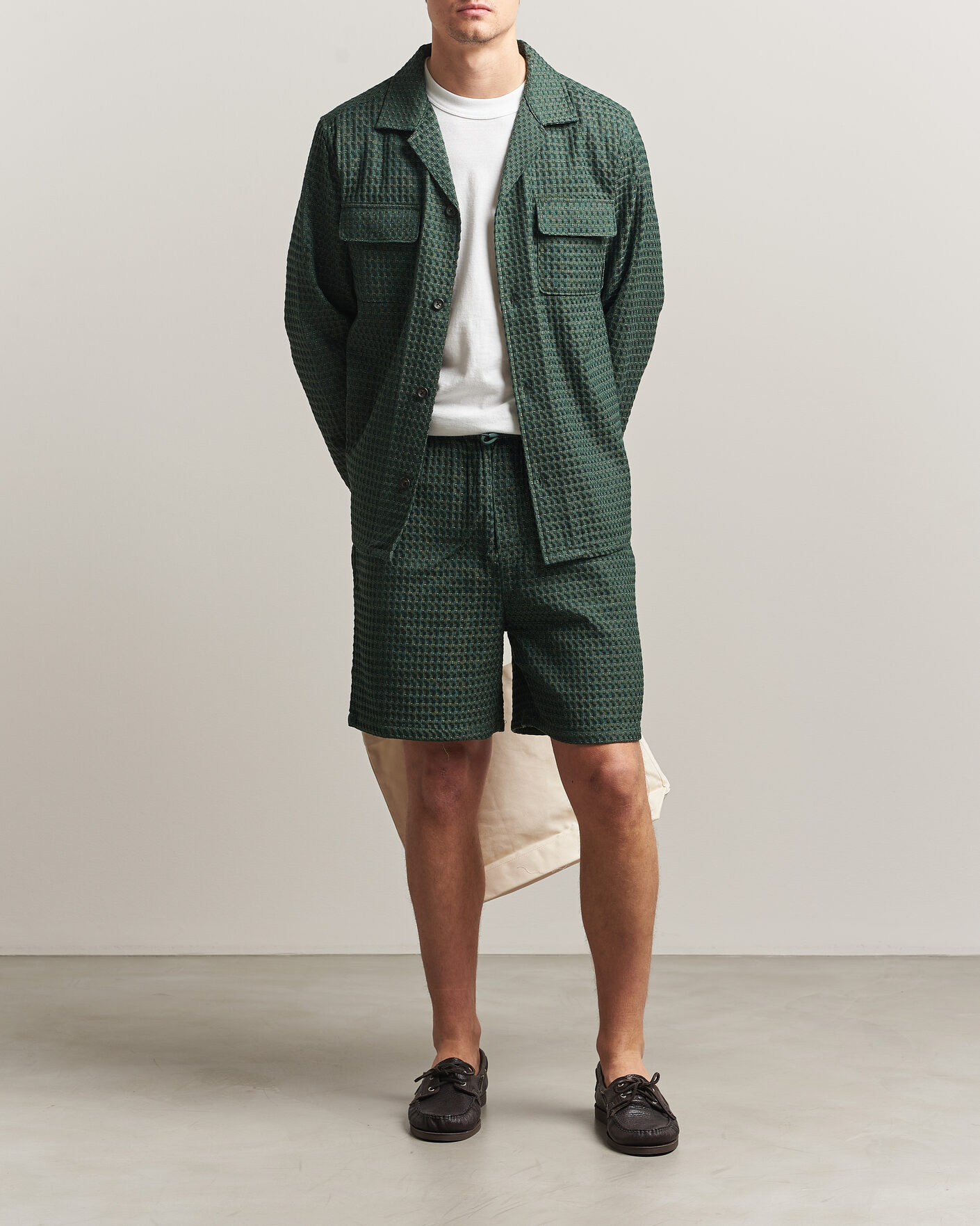 Herr | Shorts | LES DEUX | Check Seersucker Casual Shorts Pine Green
