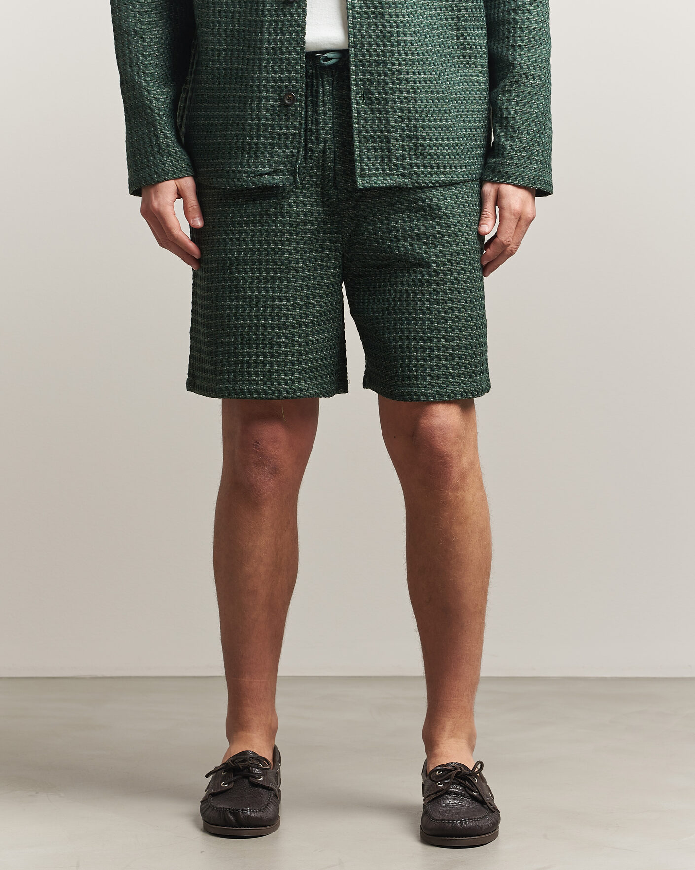 Herr | Shorts | LES DEUX | Check Seersucker Casual Shorts Pine Green