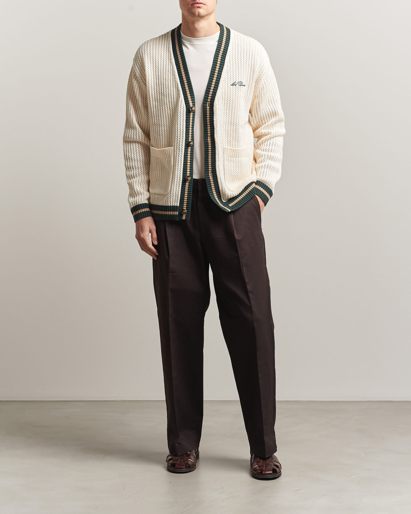 Herr | Tröjor | LES DEUX | Lace Knitted Cardigan Eggnog White