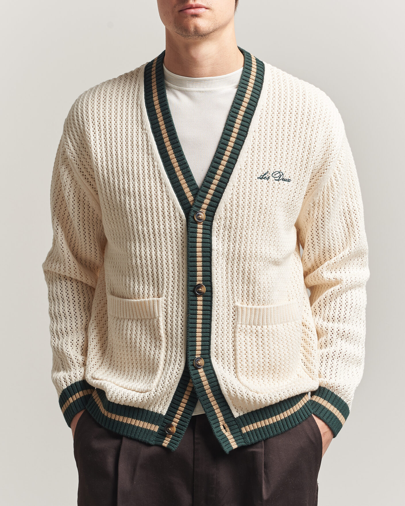 Herr | Tröjor | LES DEUX | Lace Knitted Cardigan Eggnog White
