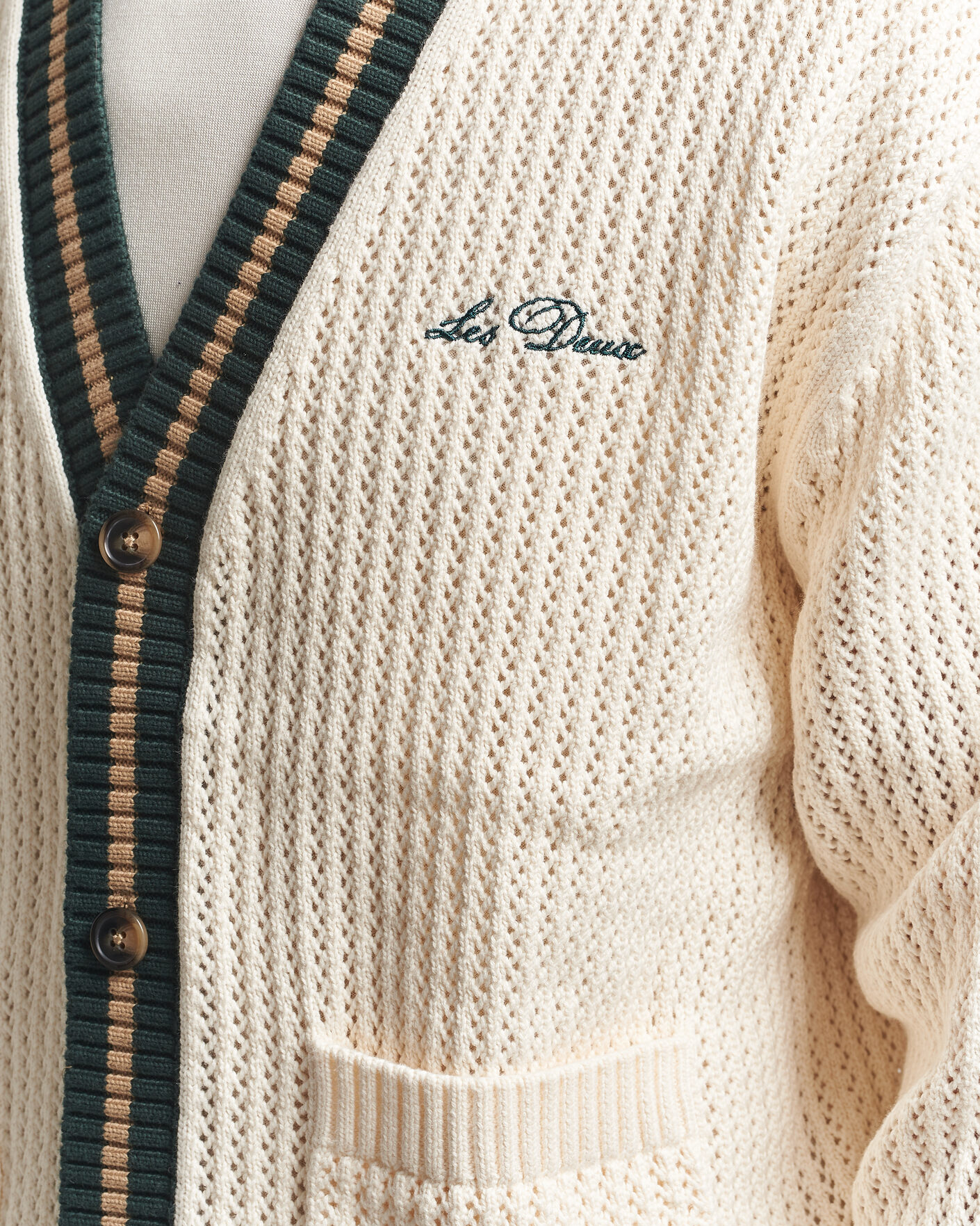Herr | Tröjor | LES DEUX | Lace Knitted Cardigan Eggnog White