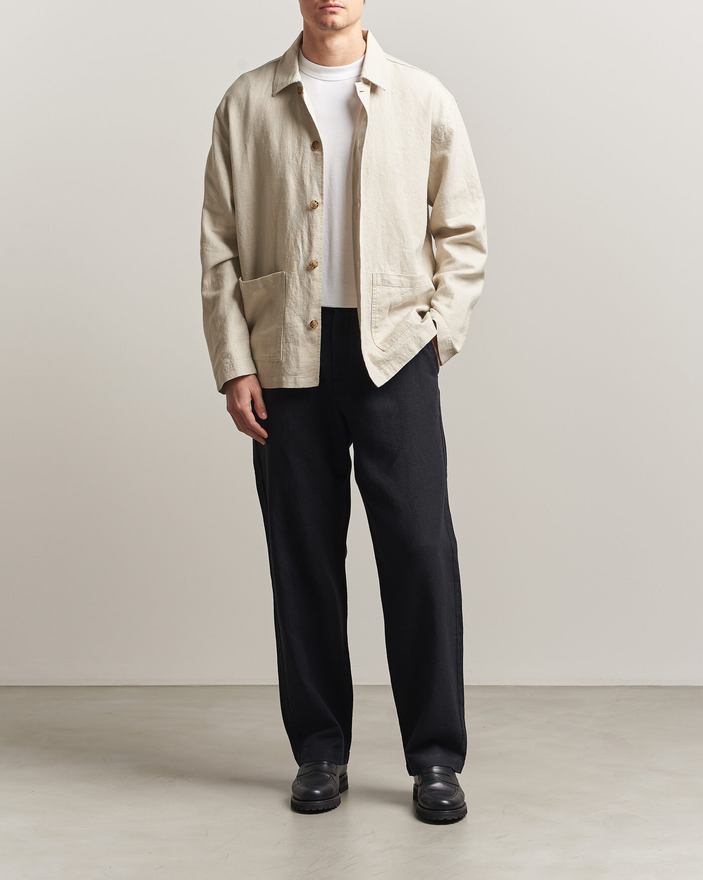 Herr | Byxor | LES DEUX | Linen Comfort Suit Pants Black