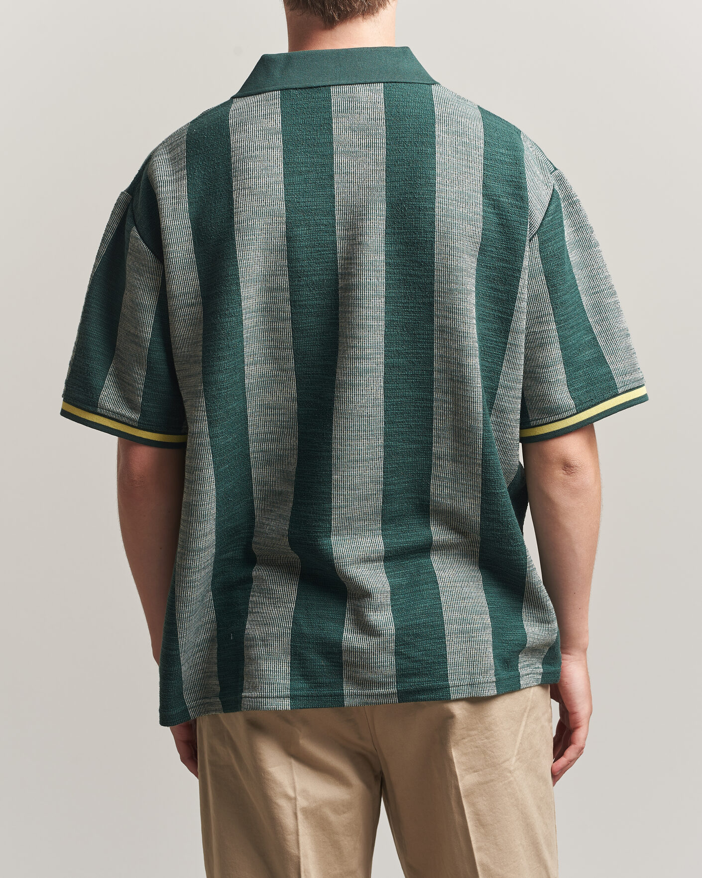 Herr | Pikéer | LES DEUX | Stripe Jacquard Football Jersey Pine Green