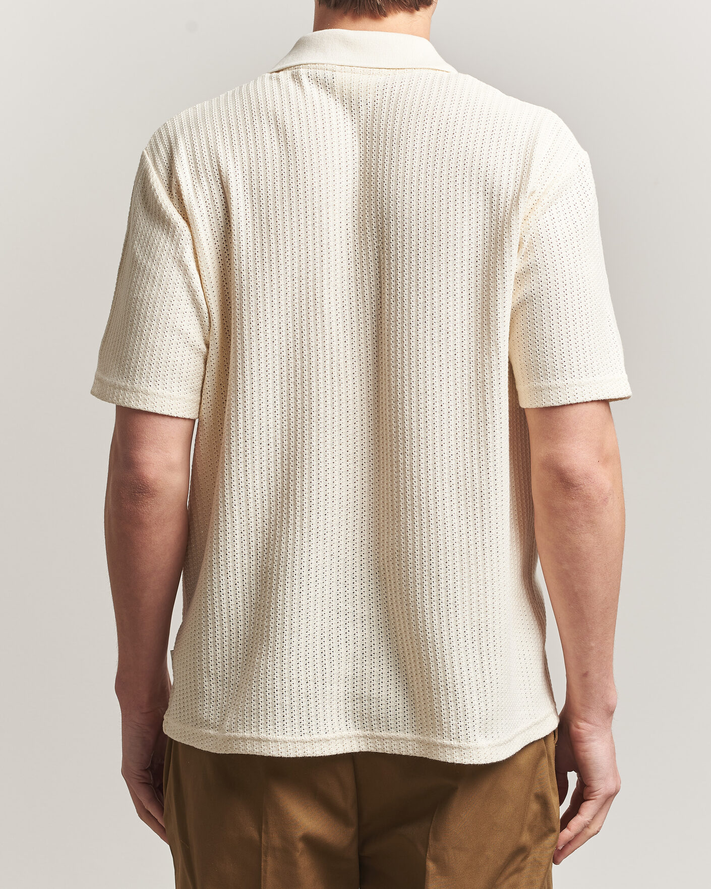 Herr | Skjortor | LES DEUX | Pointelle Short Sleeve Knitted Shirt Eggnog White