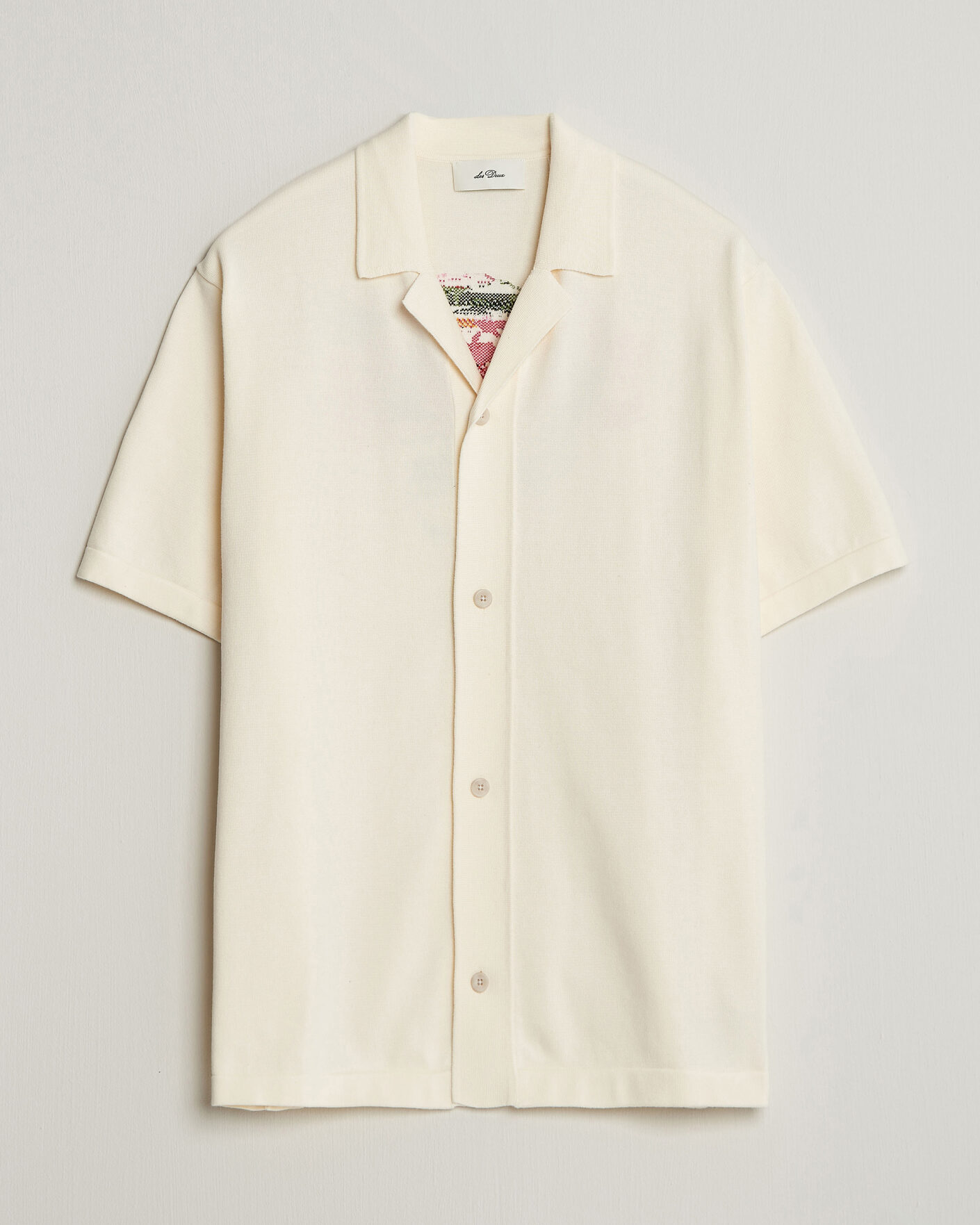 Herr | Skjortor | LES DEUX | Bouquet Knitted Short Sleeve Shirt Eggnog White