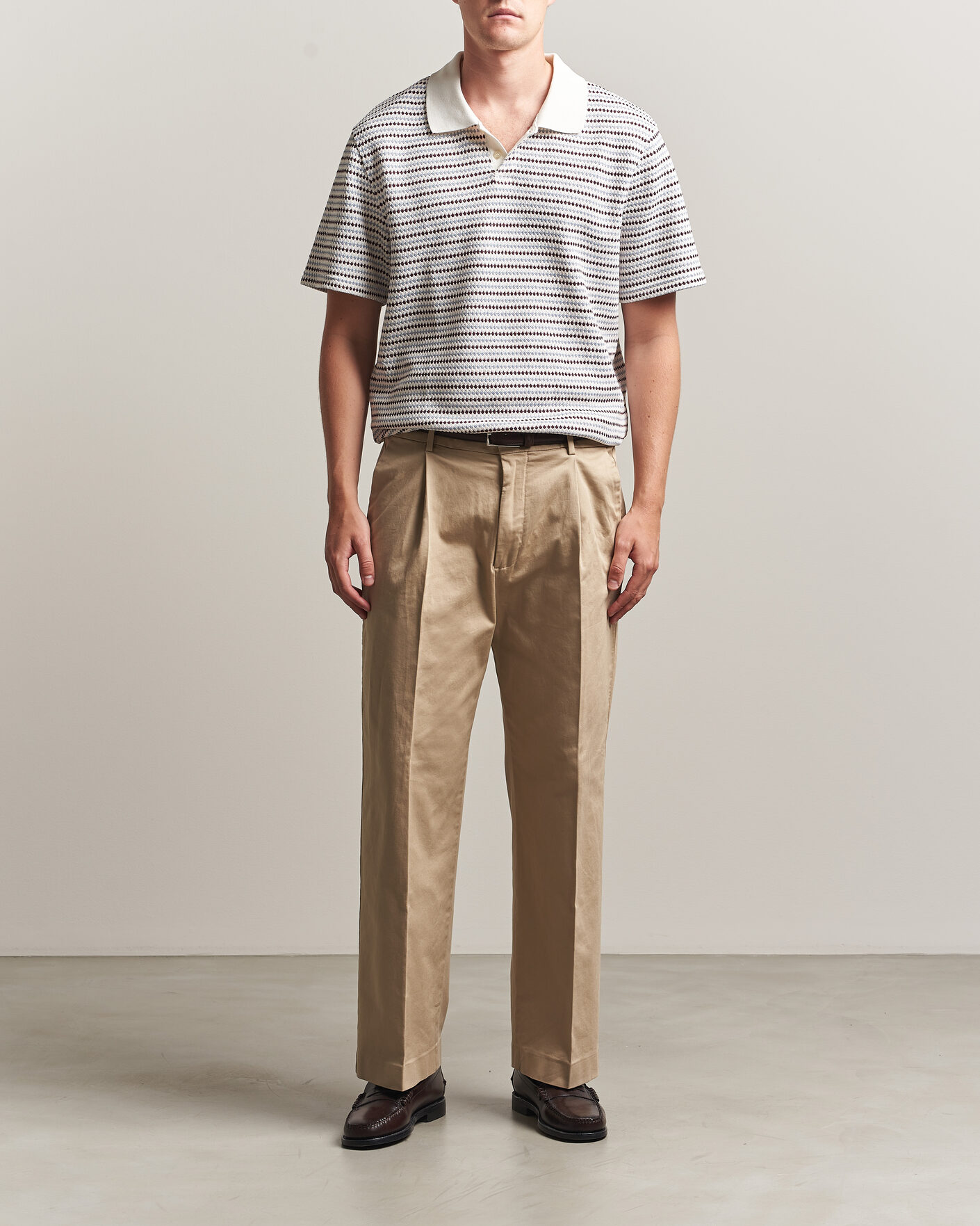 Herr | Pikéer | LES DEUX | Knitted Stripe Polo Eggnog White