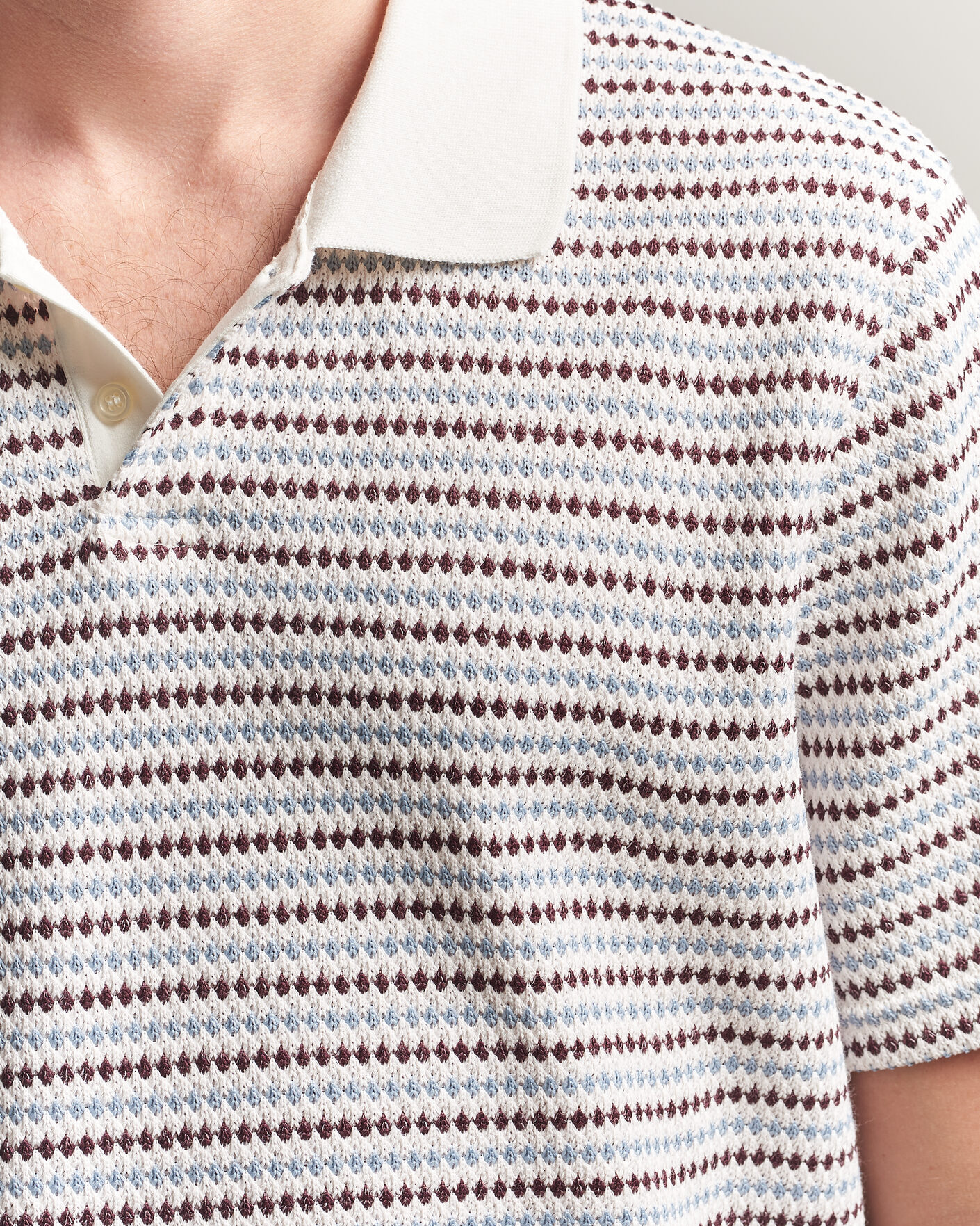 Herr | Pikéer | LES DEUX | Knitted Stripe Polo Eggnog White