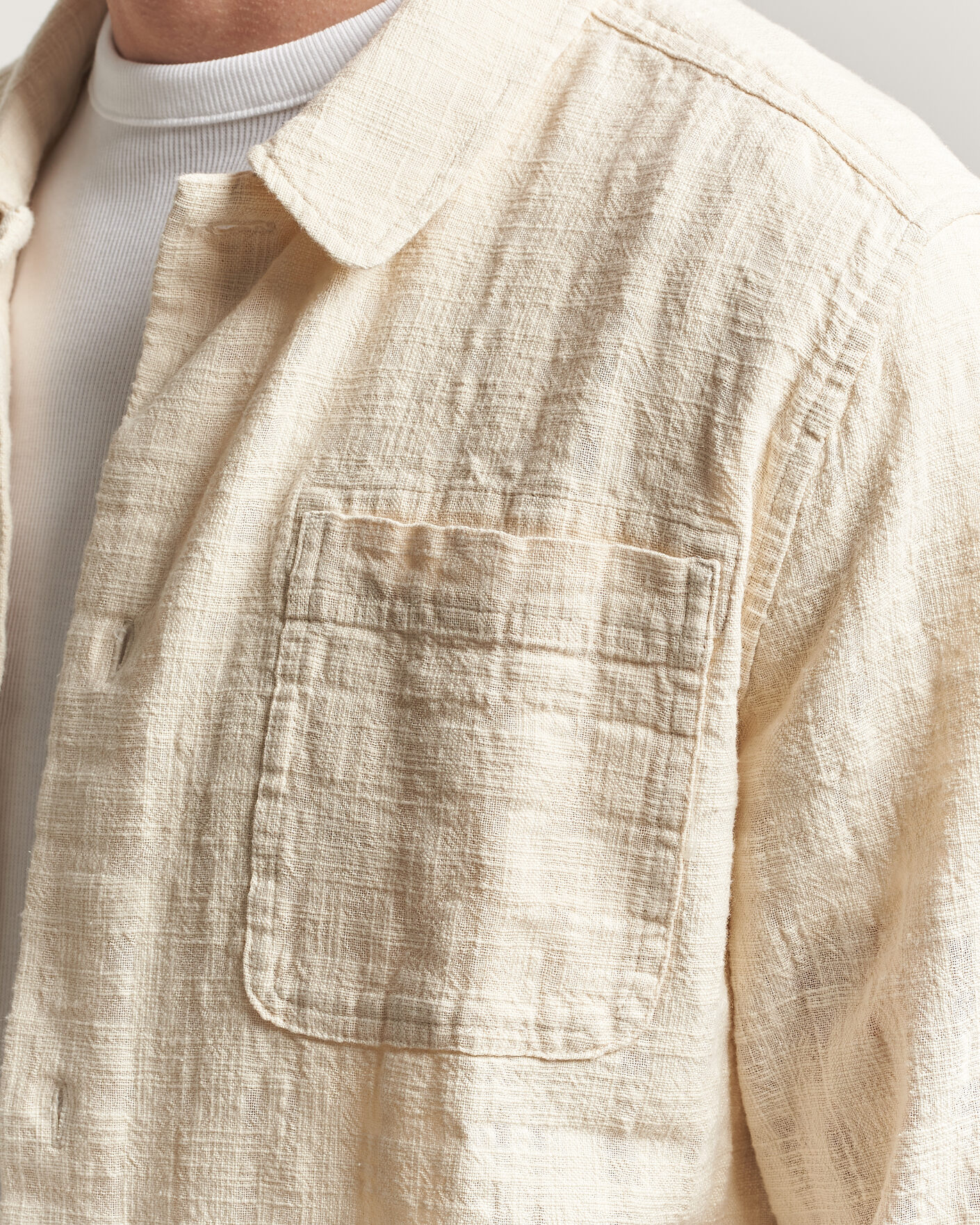 Herr | Skjortor | LES DEUX | Textured Slub Overshirt Ivory