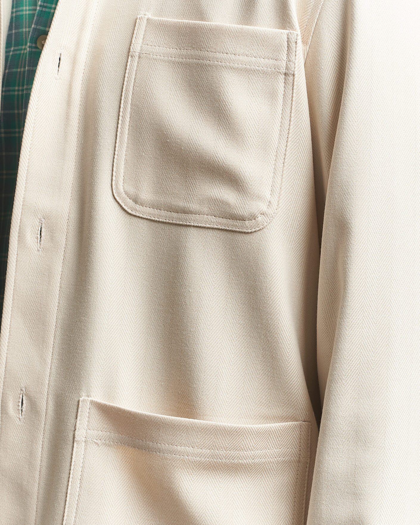 Herr | Skjortor | LES DEUX | Herringbone Overshirt Ivory