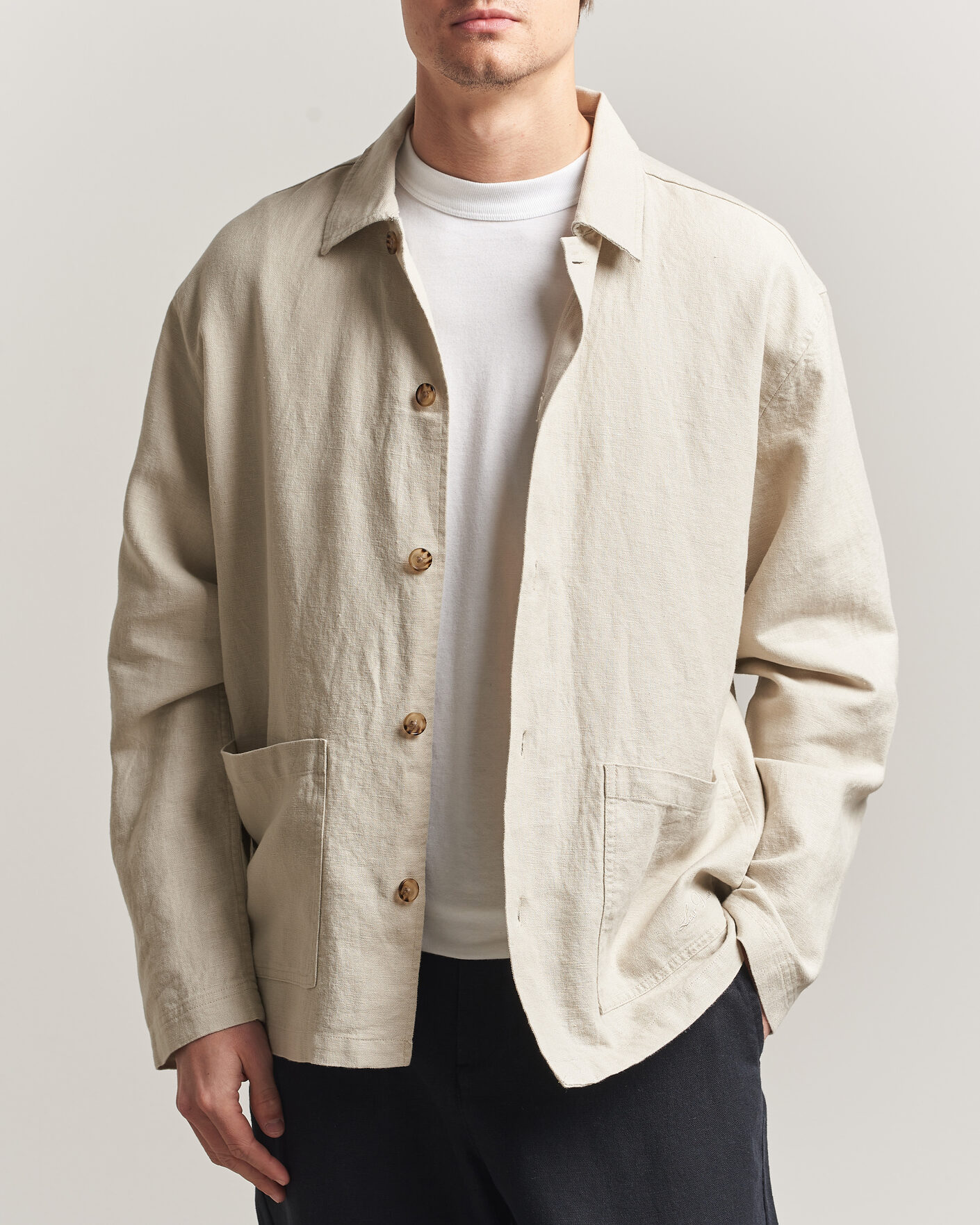 Herr | Skjortor | LES DEUX | Linen Overshirt Light Sand