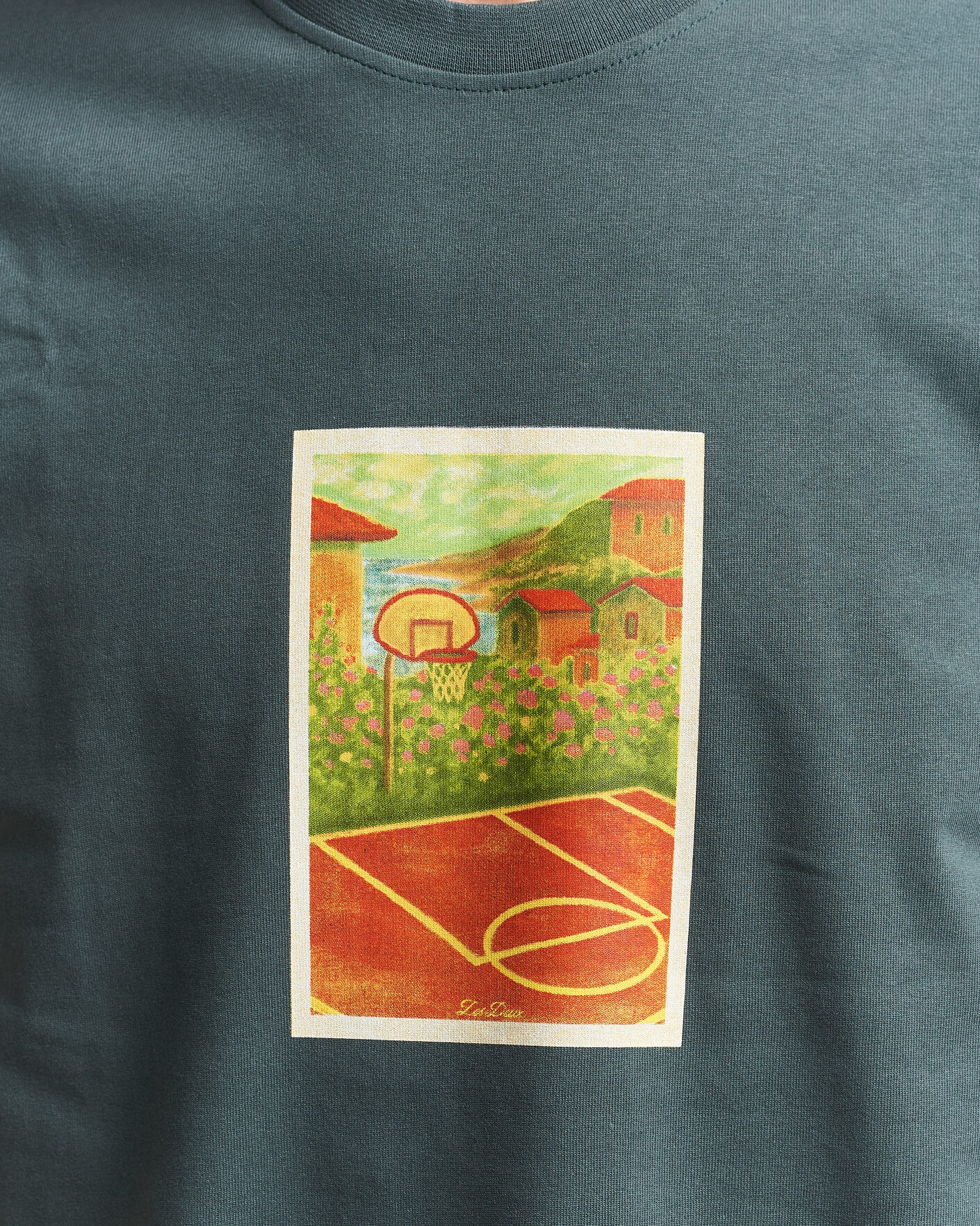 Herr | T-Shirts | LES DEUX | Court Printed T-Shirt Pine Green