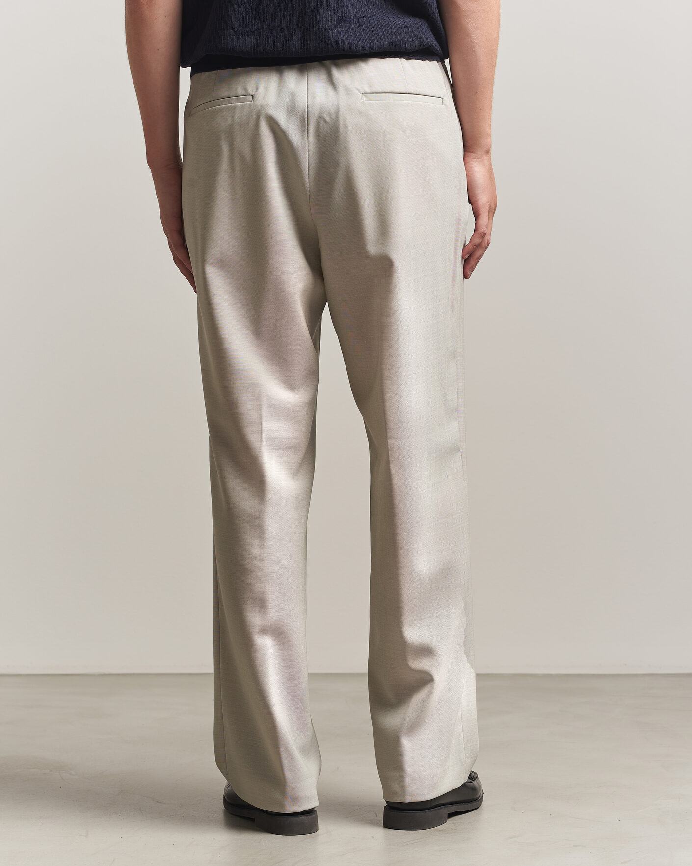 Herr | Byxor | BOSS BLACK | Pat Pleated Wool Trousers Light Beige