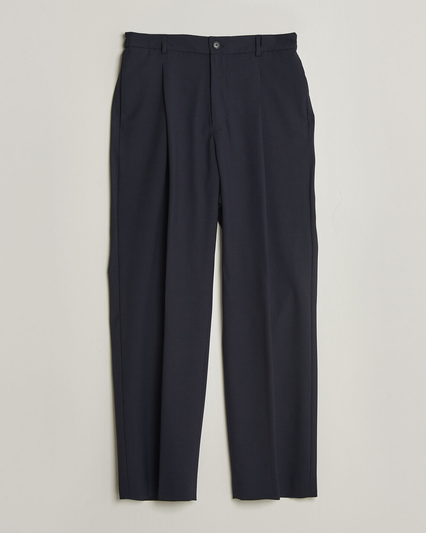 Herr | Byxor | BOSS BLACK | Pat Pleated Wool Trousers Dark Blue