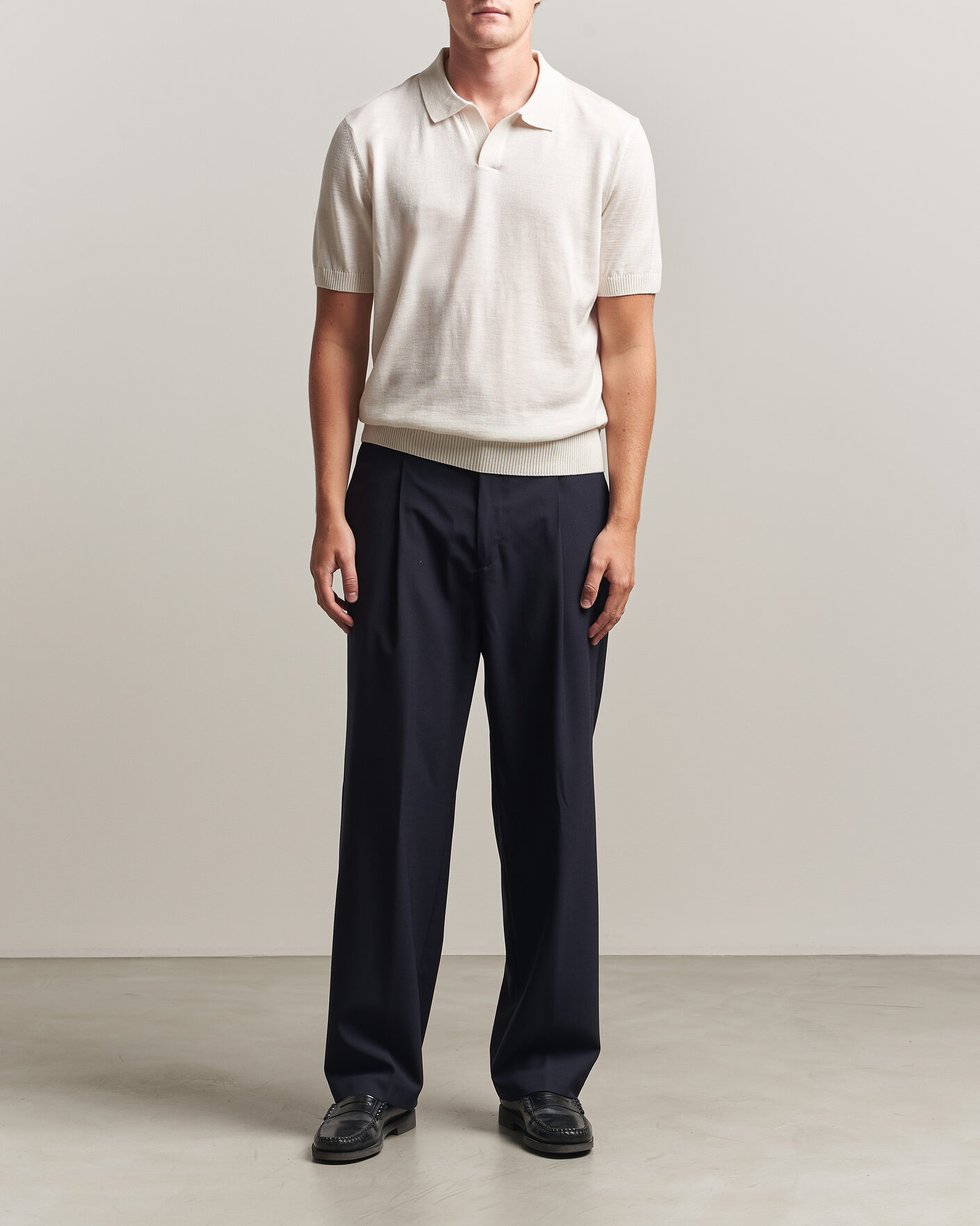 Herr | Byxor | BOSS BLACK | Pat Pleated Wool Trousers Dark Blue