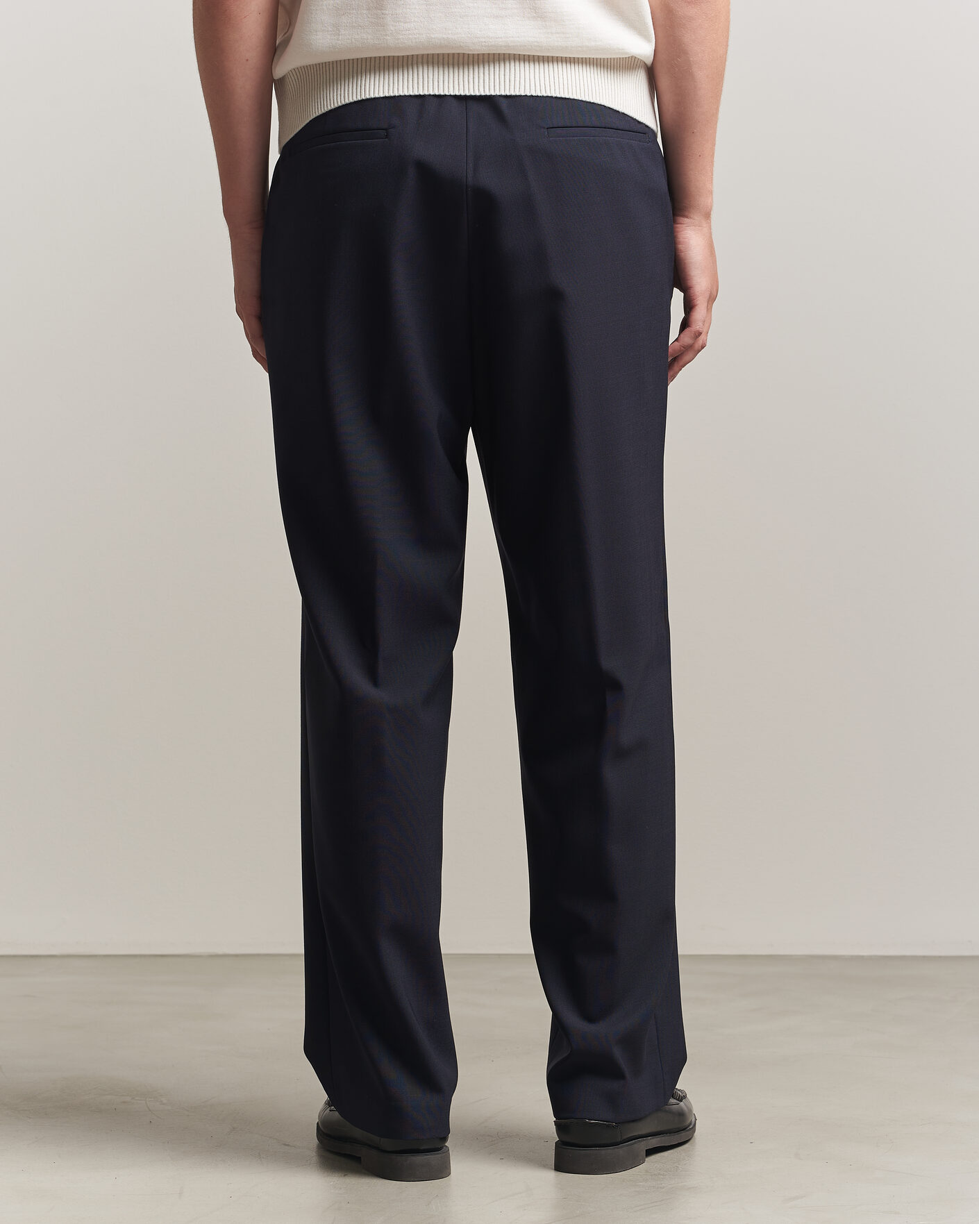 Herr | Byxor | BOSS BLACK | Pat Pleated Wool Trousers Dark Blue