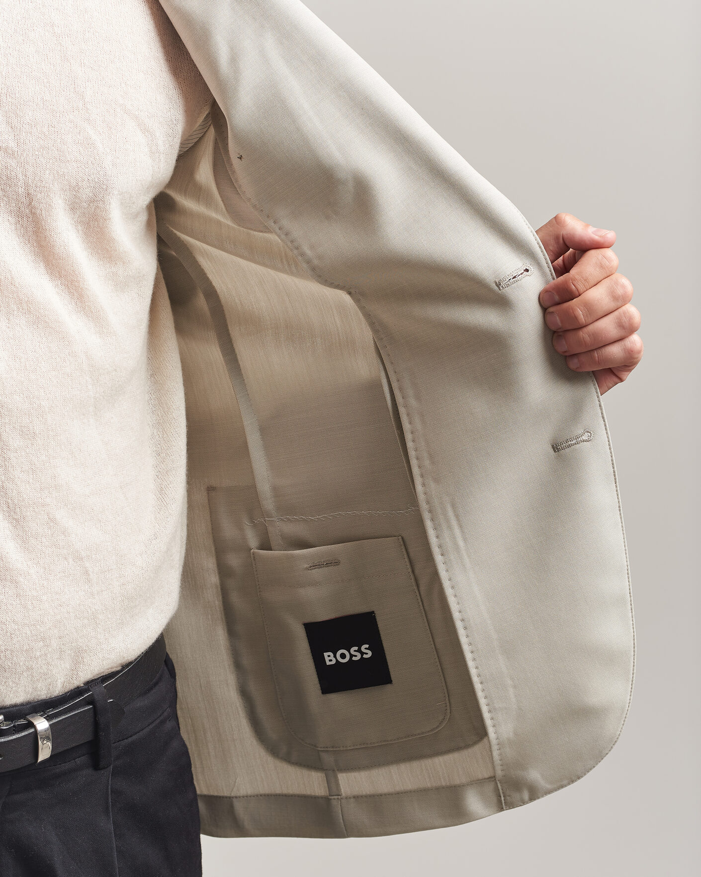 Herr | Kavajer | BOSS BLACK | Hanry Wool Patch Pocket Blazer Light Beige