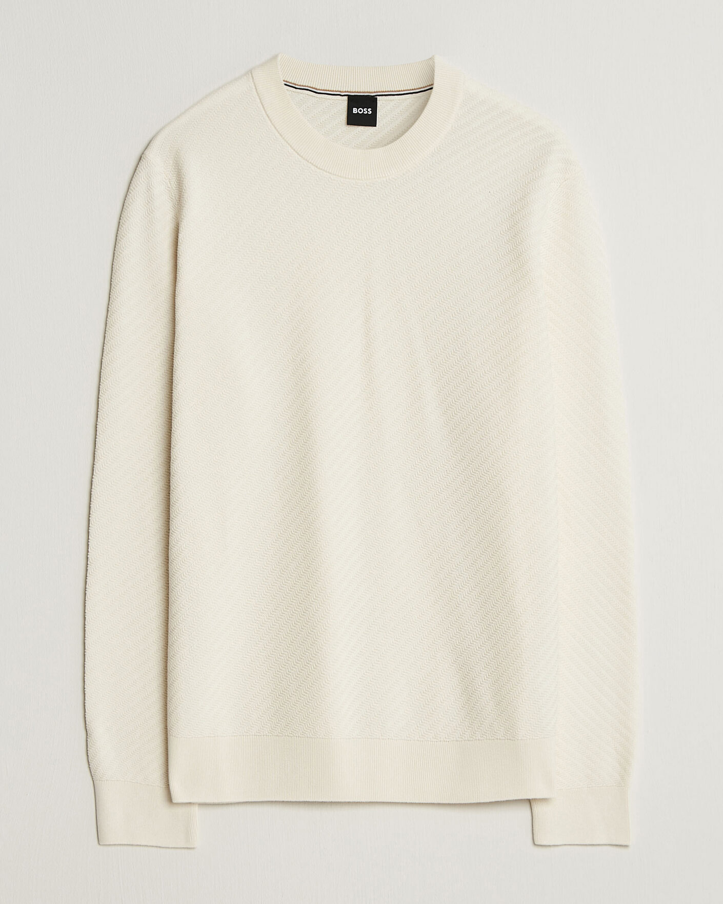 Herr | Tröjor | BOSS BLACK | Lofranco Structured Knitted Sweater Open White
