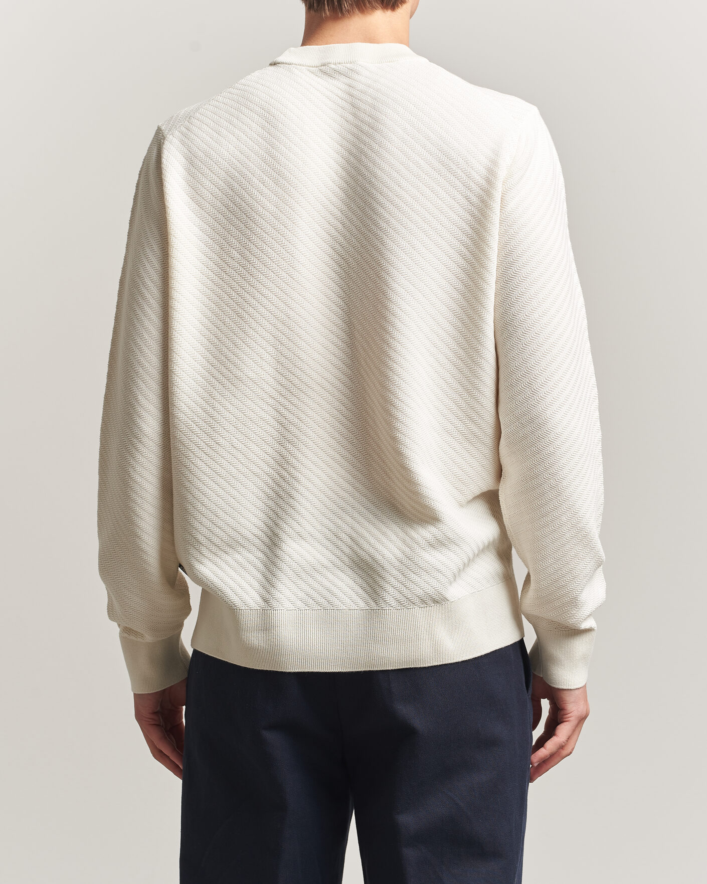 Herr | Tröjor | BOSS BLACK | Lofranco Structured Knitted Sweater Open White