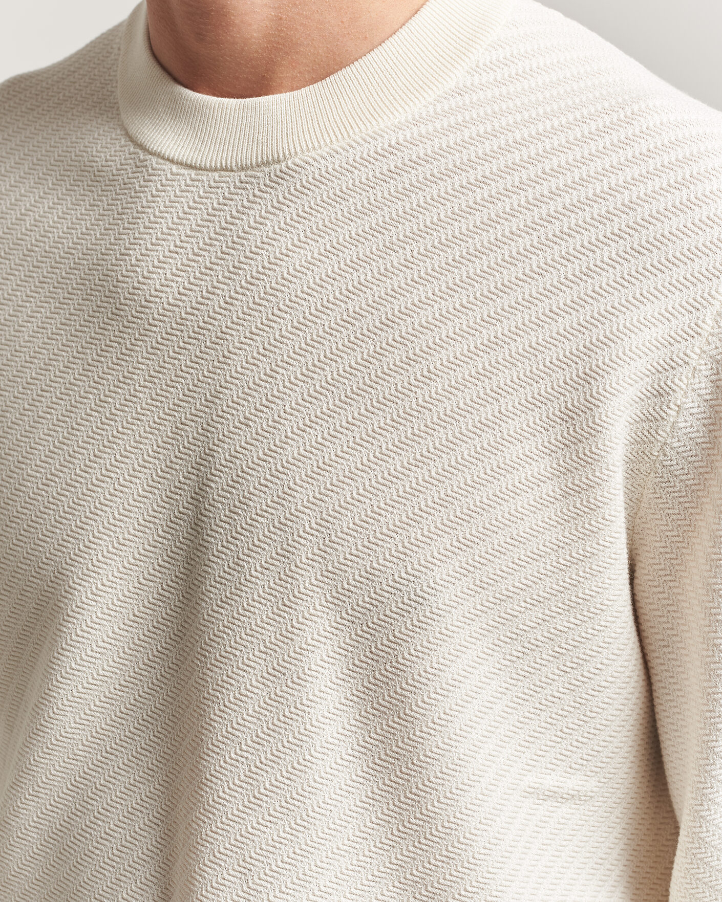 Herr | Tröjor | BOSS BLACK | Lofranco Structured Knitted Sweater Open White