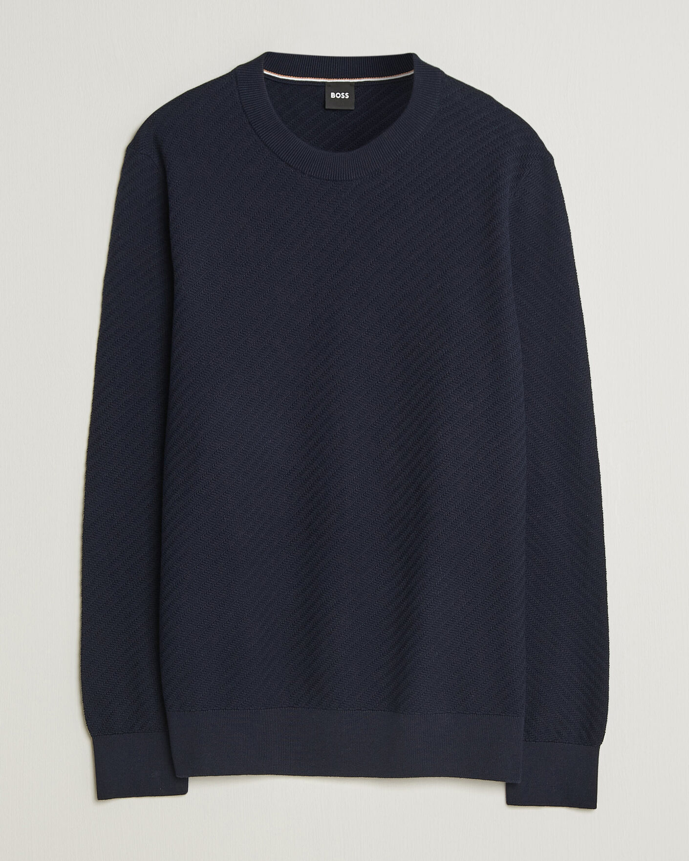 Herr | Tröjor | BOSS BLACK | Lofranco Structured Knitted Sweater Dark Blue