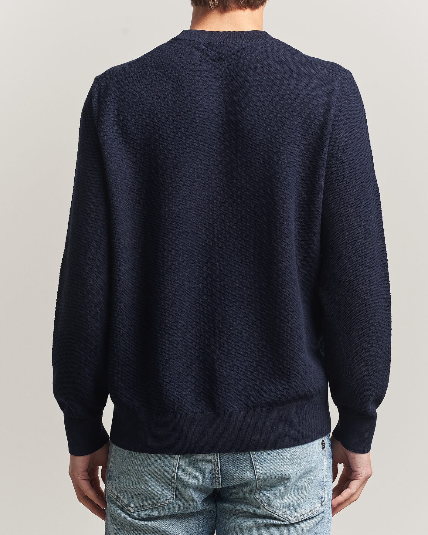 Herr | Tröjor | BOSS BLACK | Lofranco Structured Knitted Sweater Dark Blue