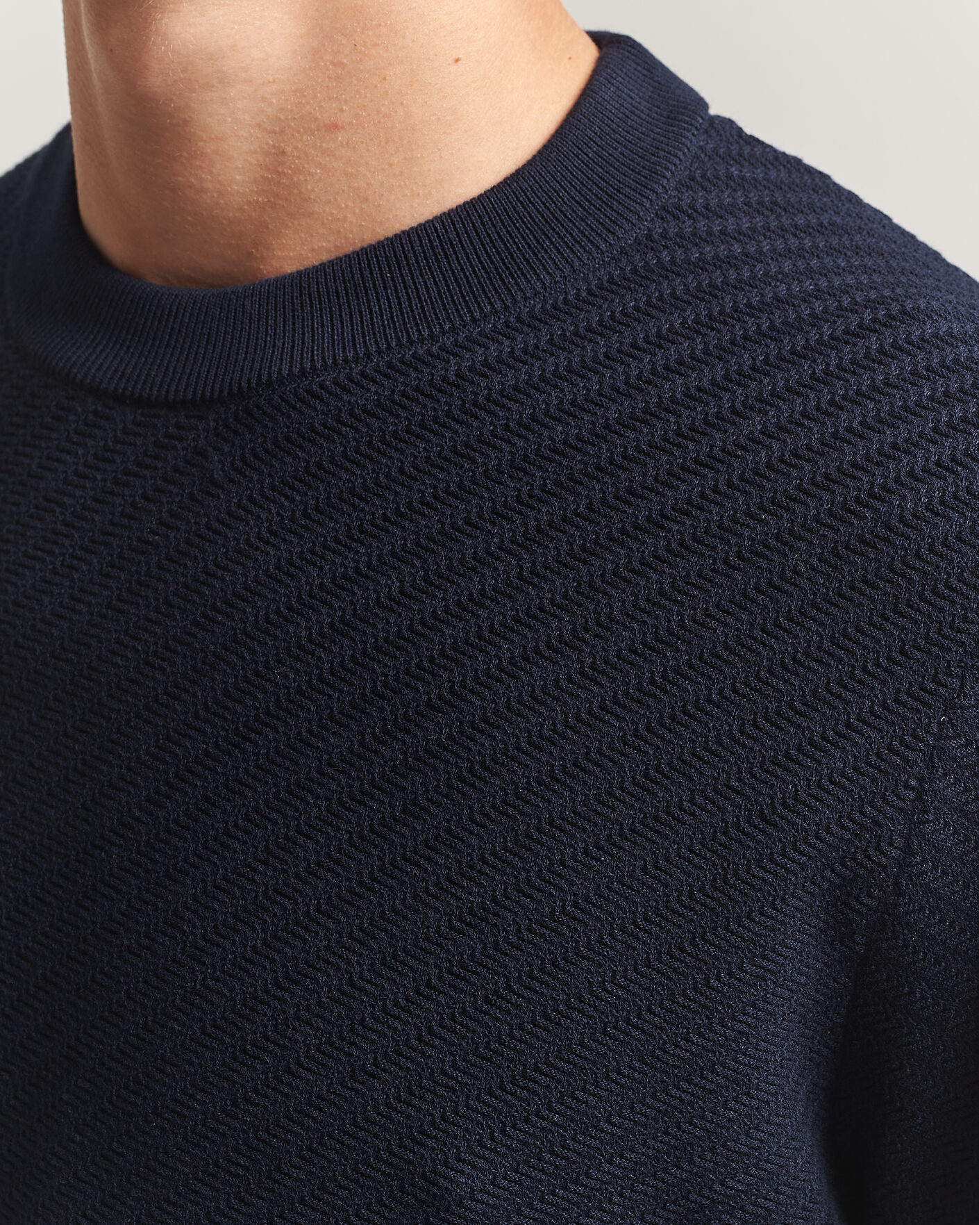 Herr | Tröjor | BOSS BLACK | Lofranco Structured Knitted Sweater Dark Blue