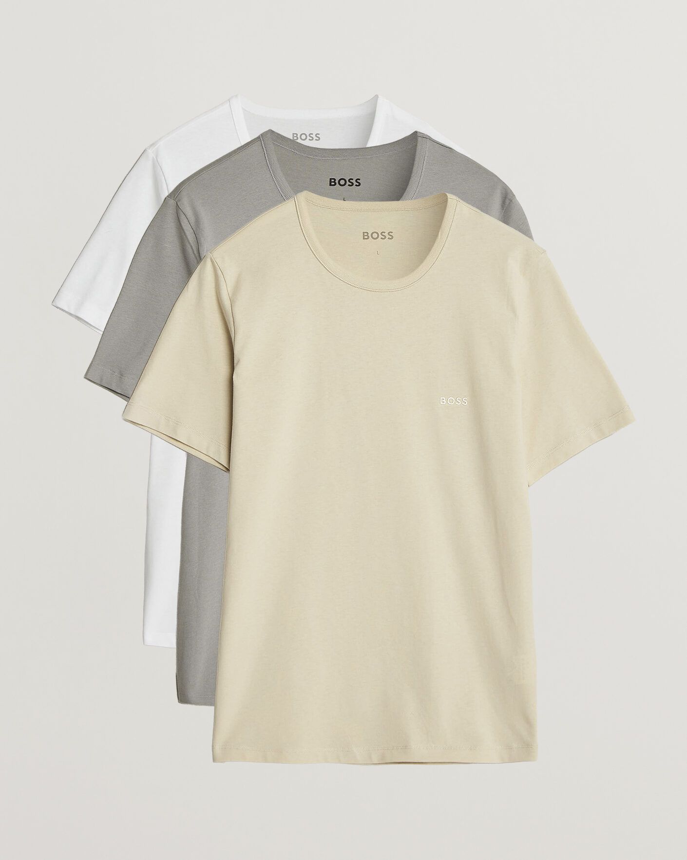 Herr | T-Shirts | BOSS BLACK | 3-Pack Crew Neck T-Shirt White/Beige/Grey