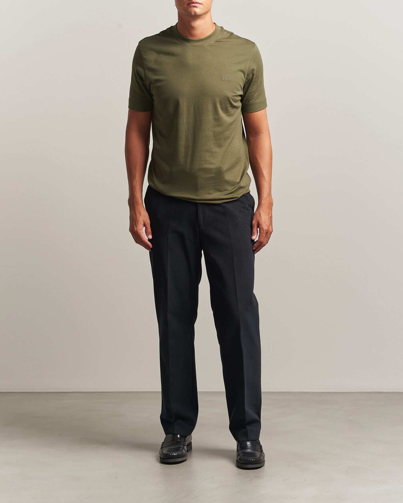 Herr | T-Shirts | BOSS BLACK | Thompson Crew Neck T-Shirt Open Green