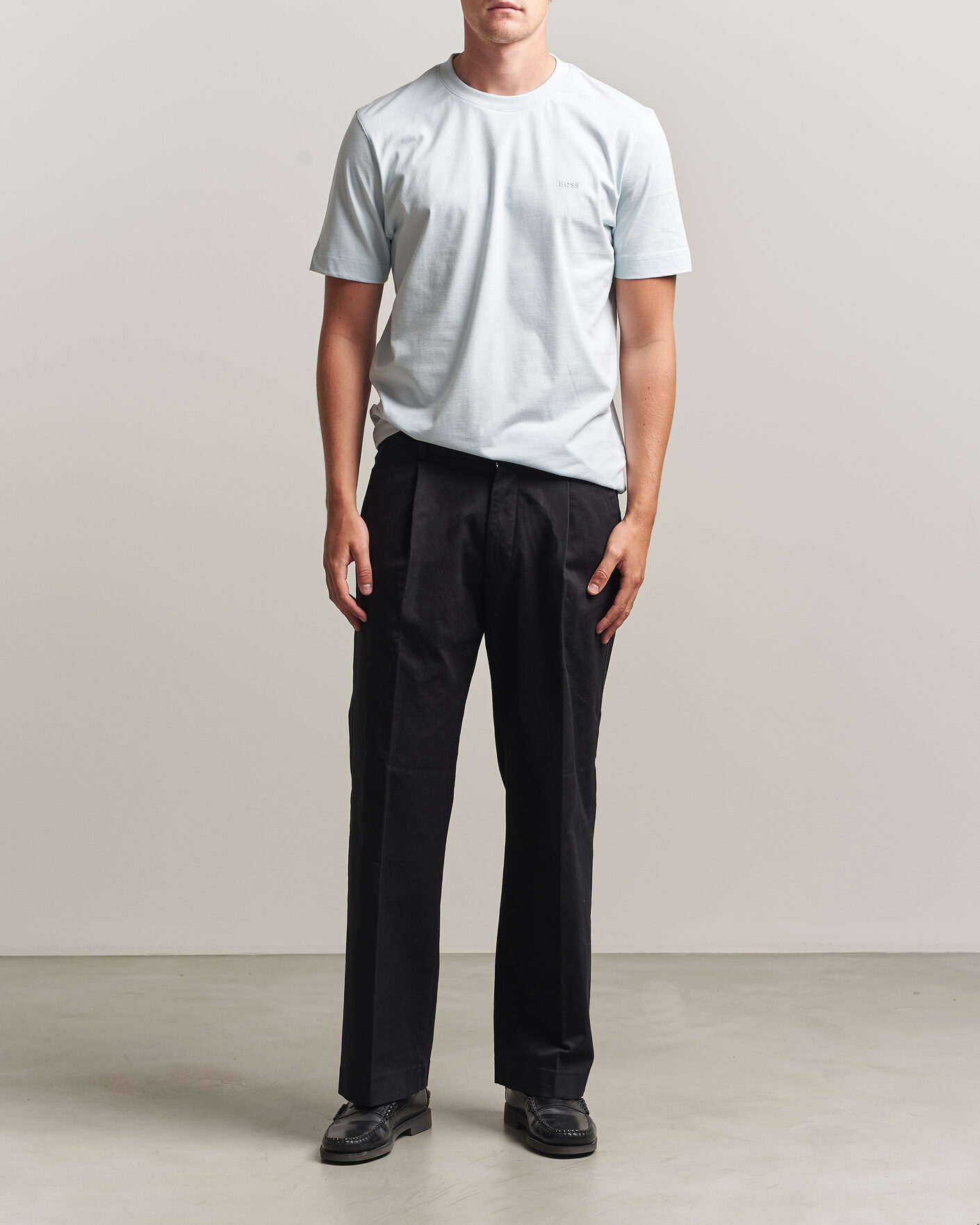 Herr | T-Shirts | BOSS BLACK | Thompson Crew Neck T-Shirt Open Blue
