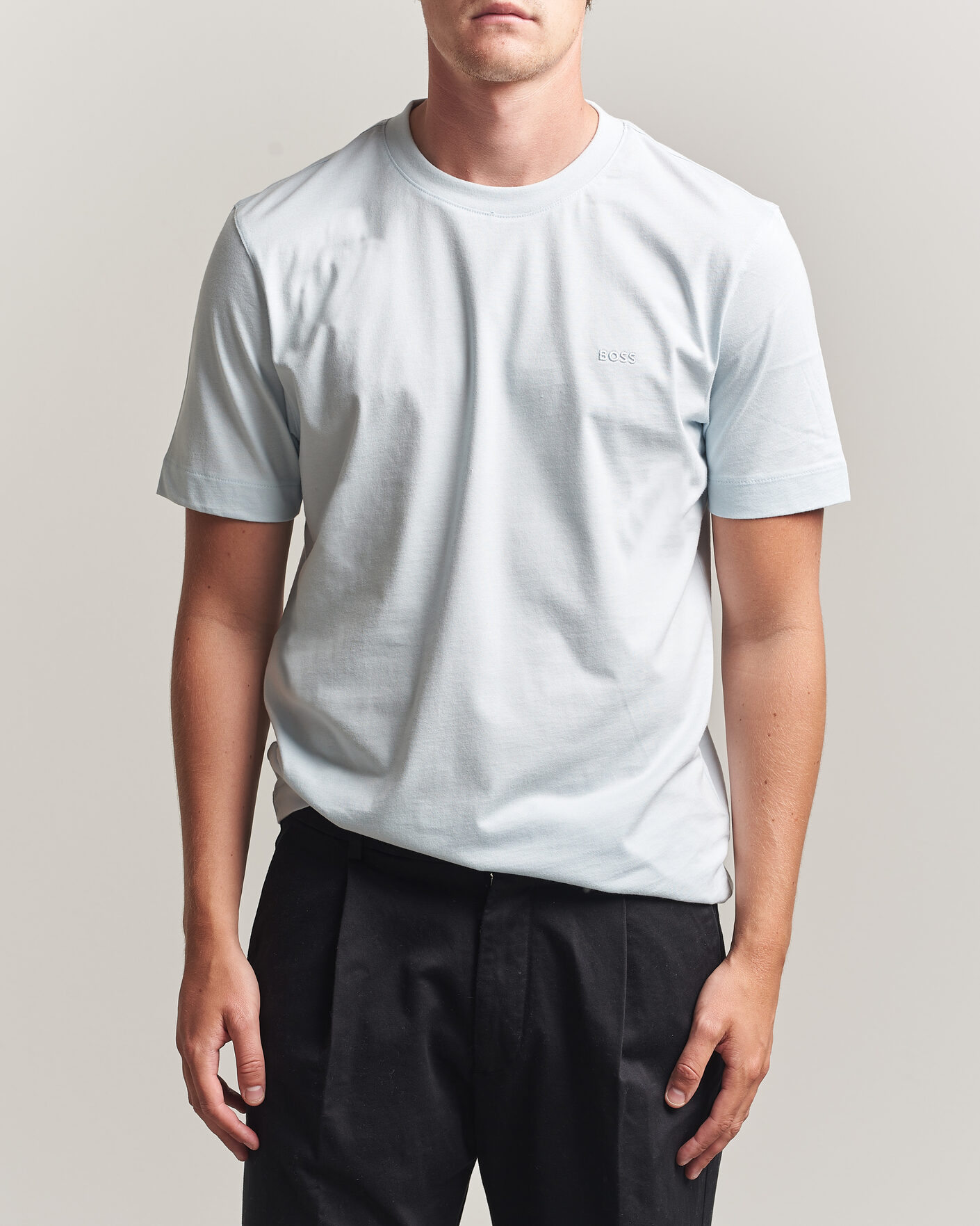 Herr | T-Shirts | BOSS BLACK | Thompson Crew Neck T-Shirt Open Blue