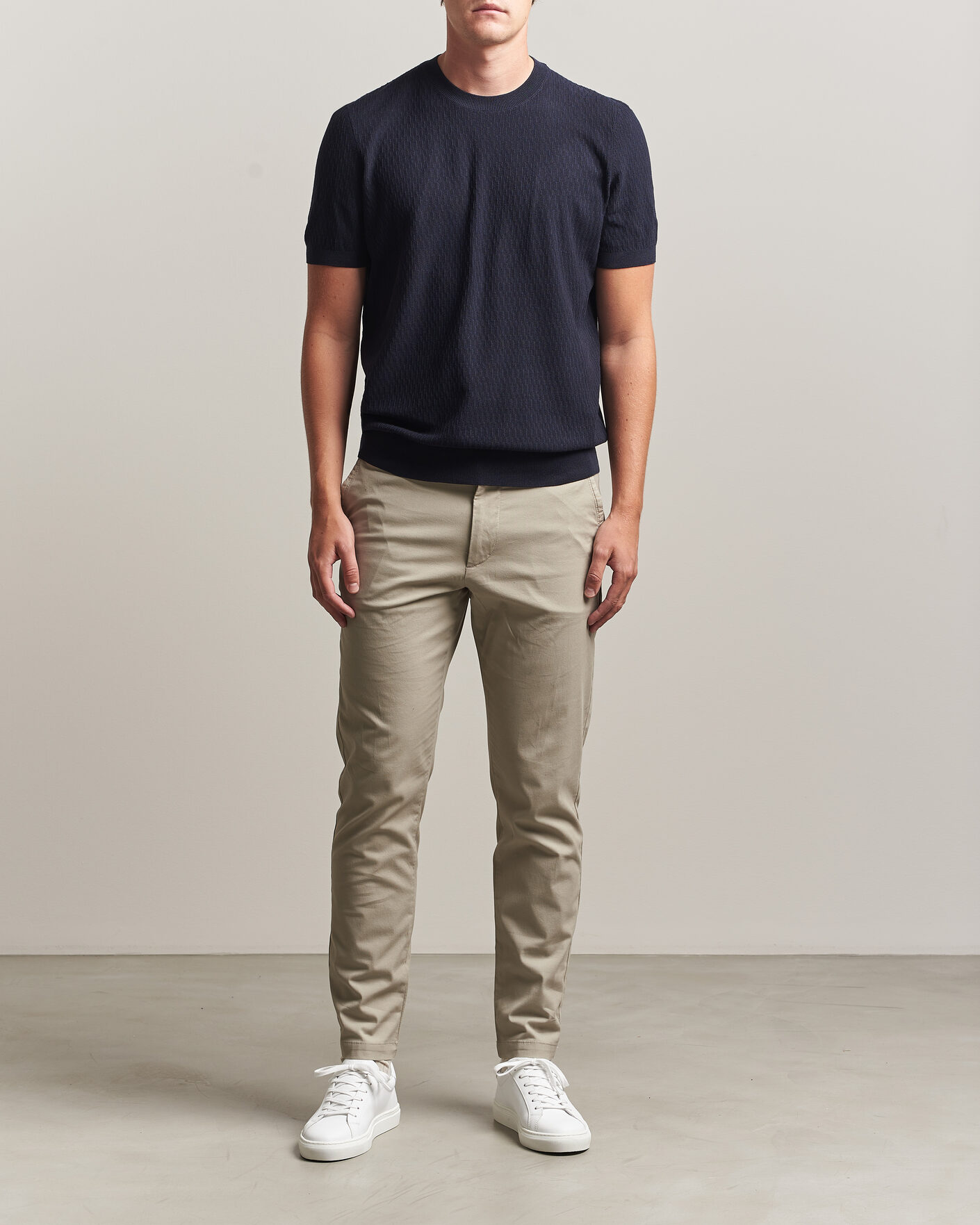Herr | T-Shirts | BOSS BLACK | Laruso Structured Knitted T-Shirt Dark Blue