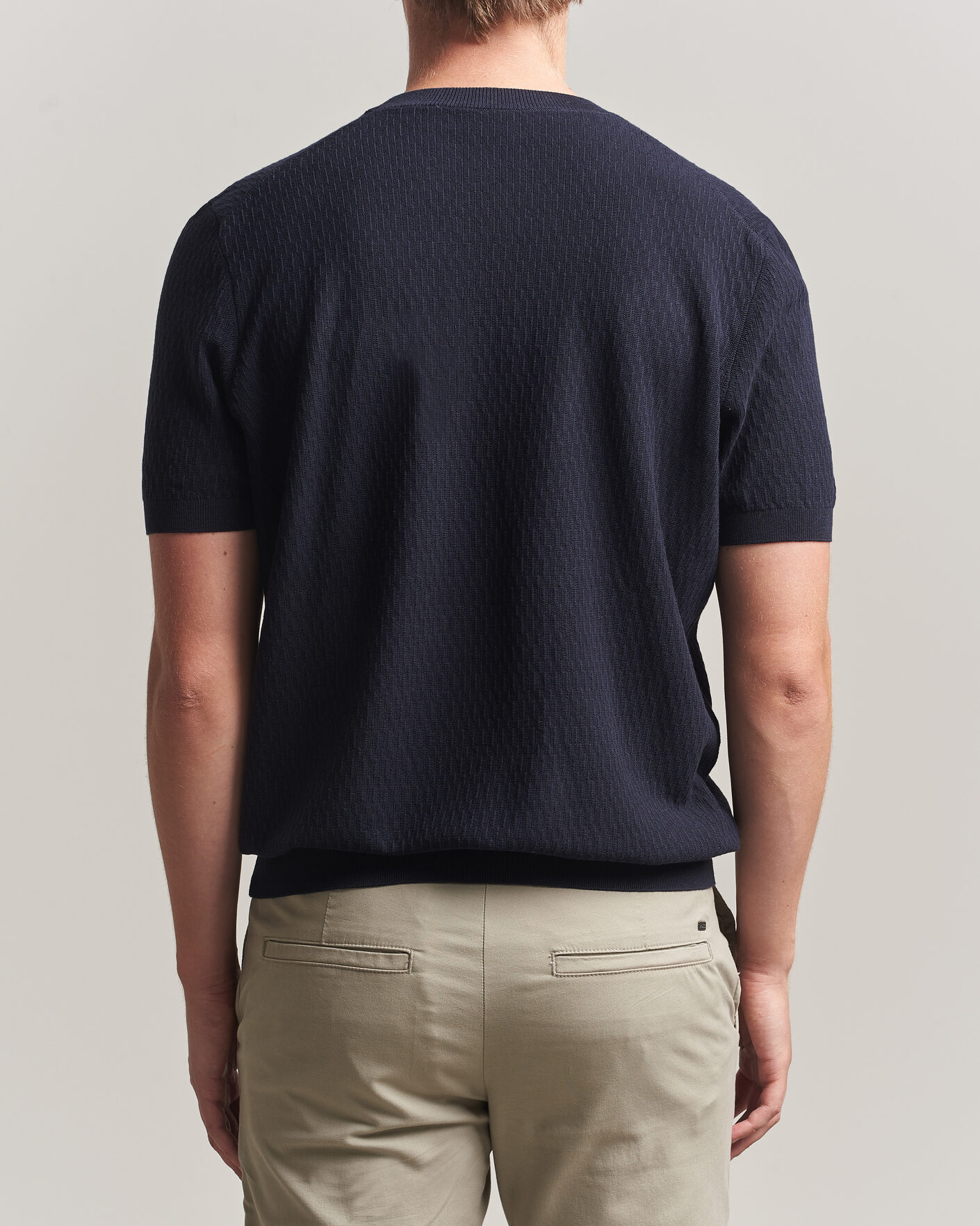 Herr | T-Shirts | BOSS BLACK | Laruso Structured Knitted T-Shirt Dark Blue