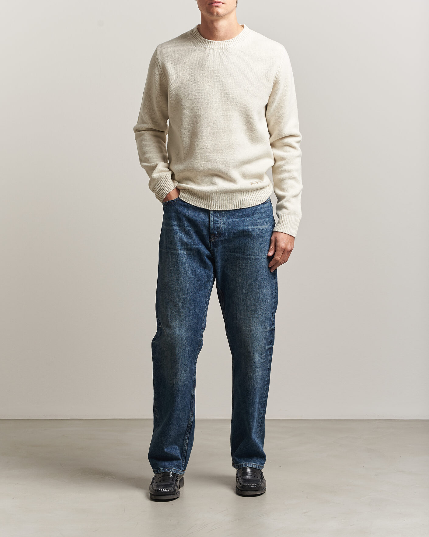 Herr | Tröjor | A.P.C. | Edmond Wool Knitted Sweater Ecru