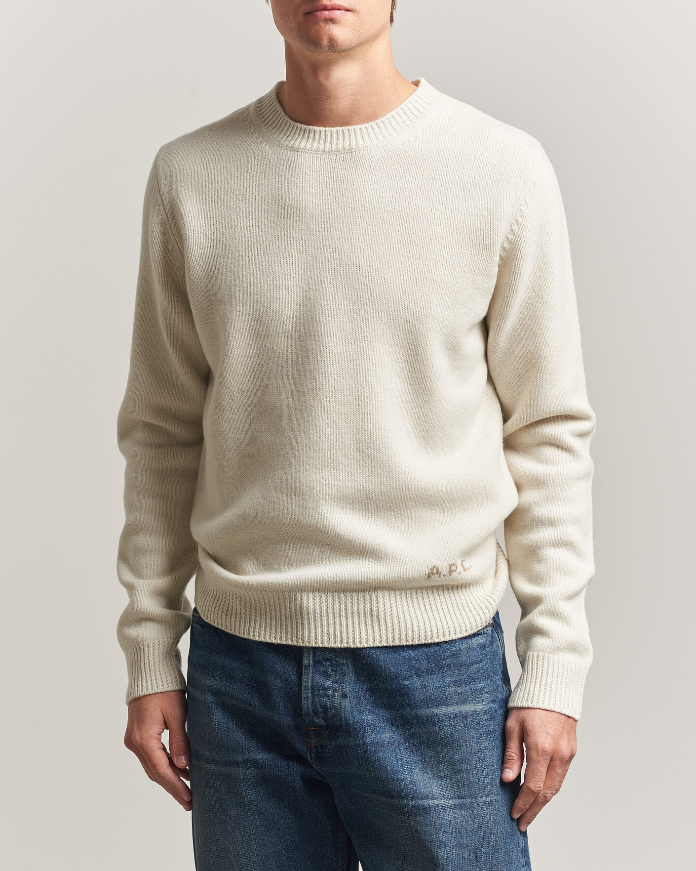 Herr | Tröjor | A.P.C. | Edmond Wool Knitted Sweater Ecru
