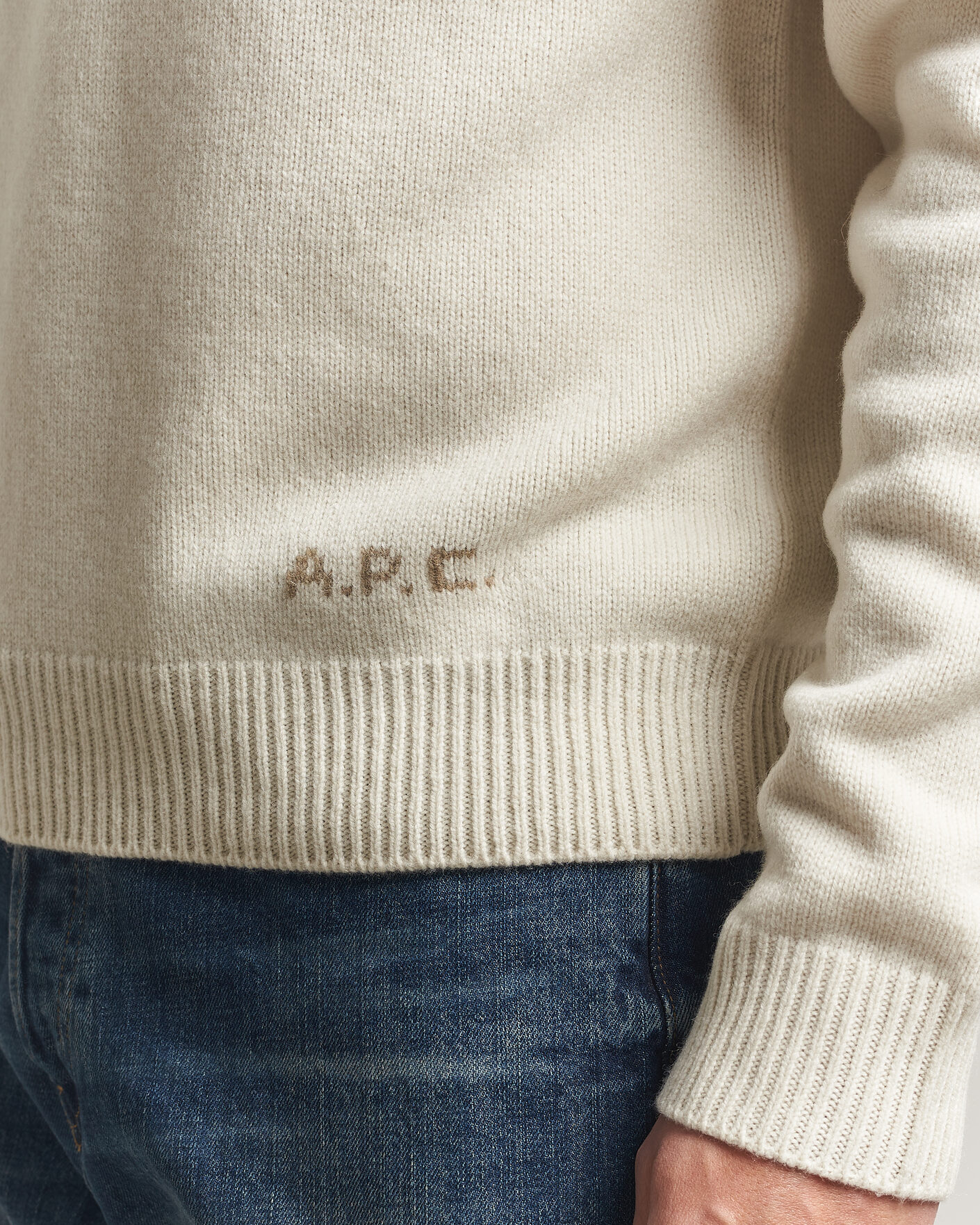 Herr | Tröjor | A.P.C. | Edmond Wool Knitted Sweater Ecru
