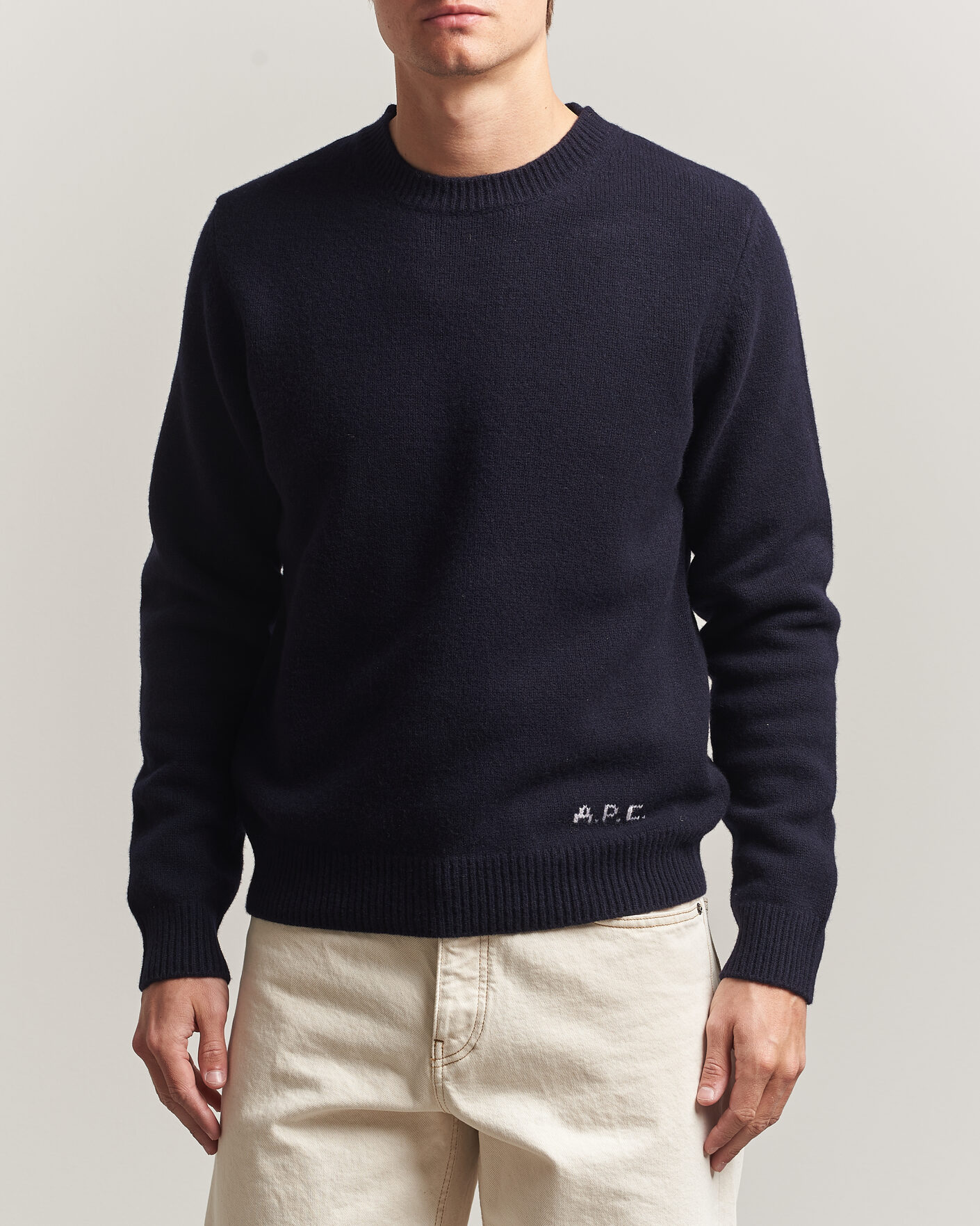 Herr | Tröjor | A.P.C. | Edmond Wool Knitted Sweater Dark Navy