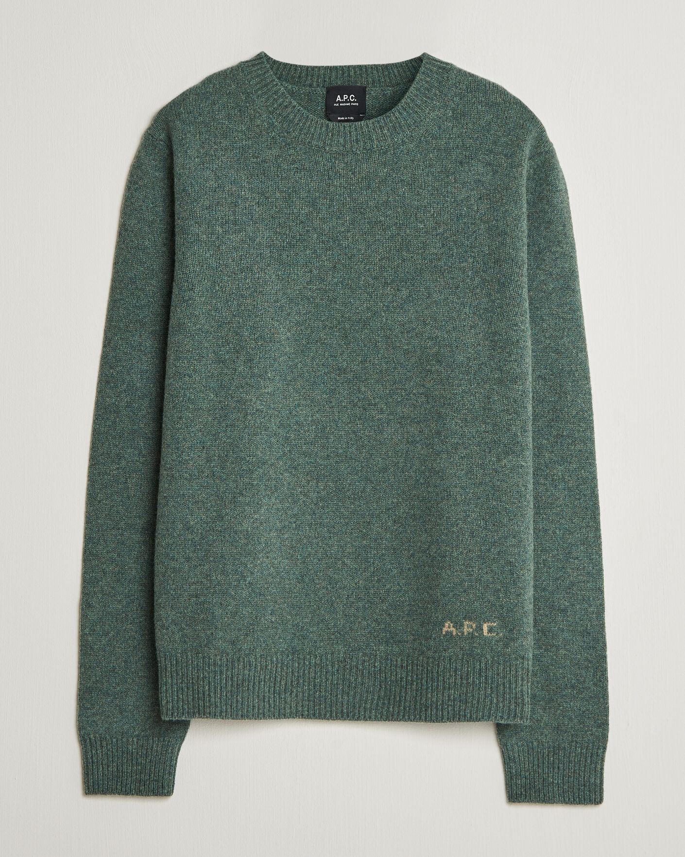 Herr | Tröjor | A.P.C. | Edmond Wool Knitted Sweater Green Melange