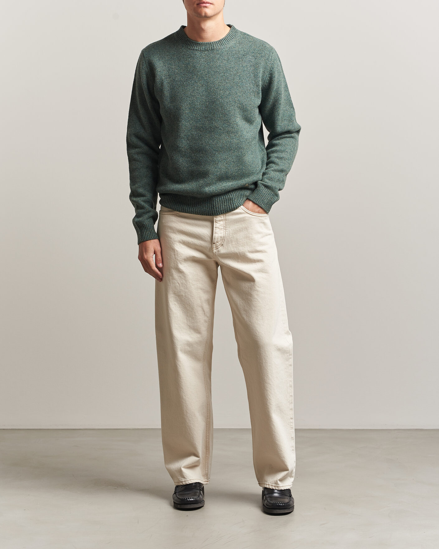 Herr | Tröjor | A.P.C. | Edmond Wool Knitted Sweater Green Melange