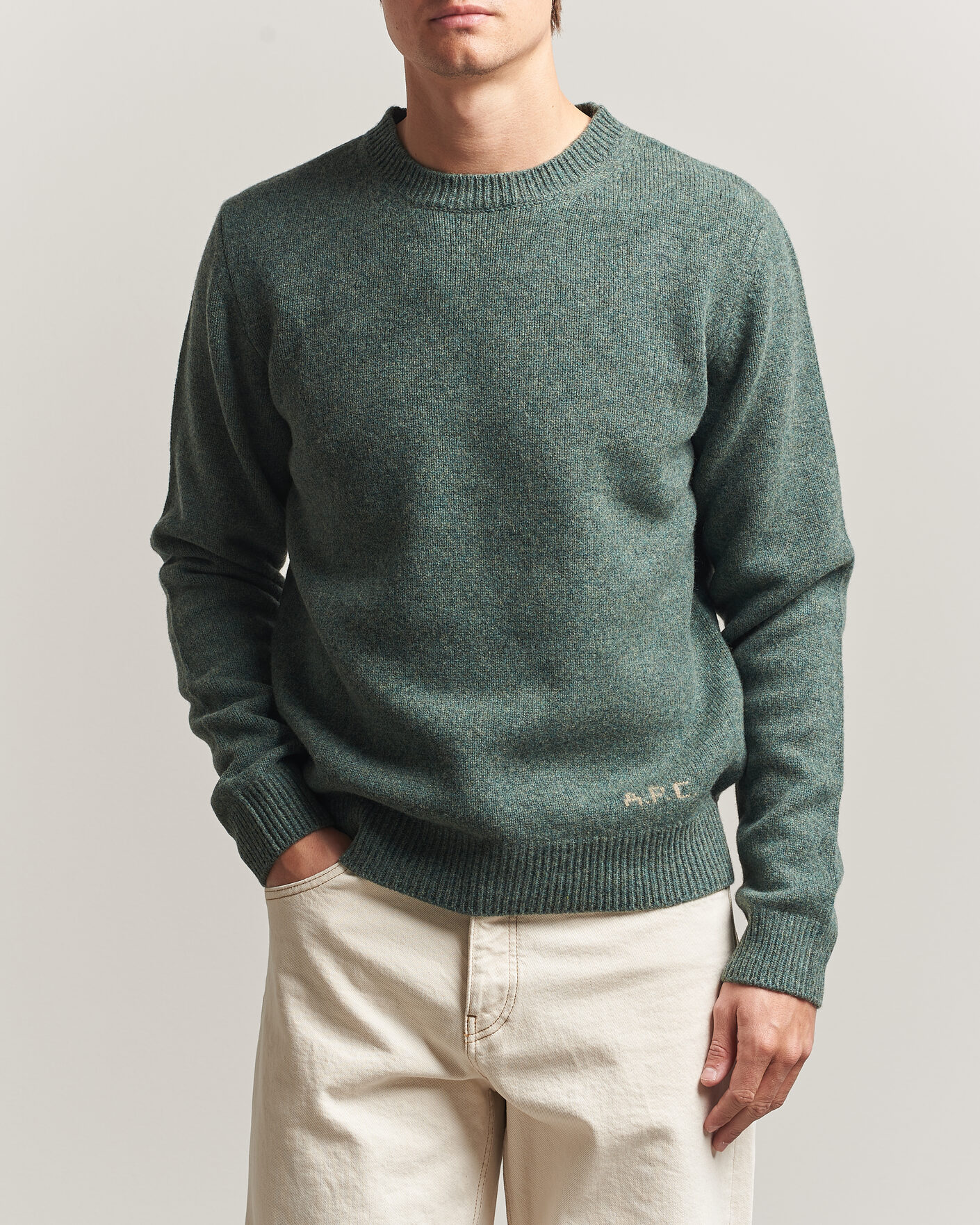Herr | Tröjor | A.P.C. | Edmond Wool Knitted Sweater Green Melange