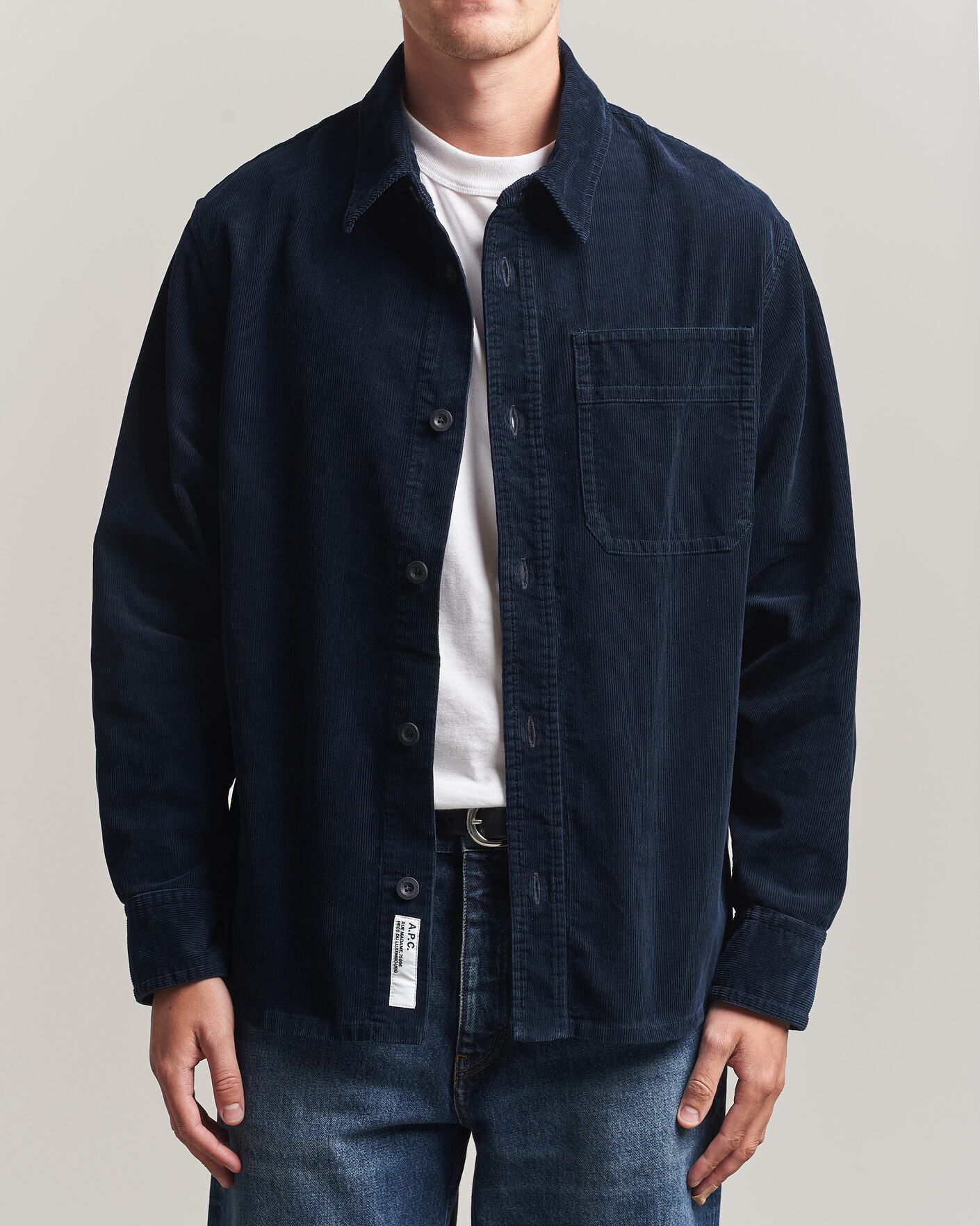 Herr | Skjortor | A.P.C. | Basile Corduroy Overshirt Dark Navy