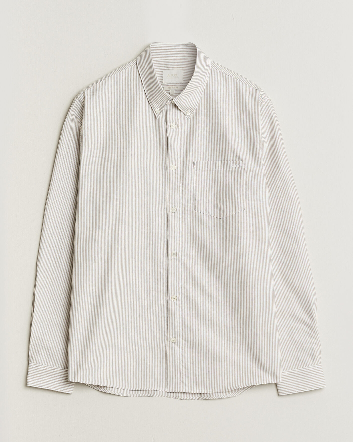Herr | Skjortor | A.P.C. | Greg Striped Oxford Shirt Beige/White