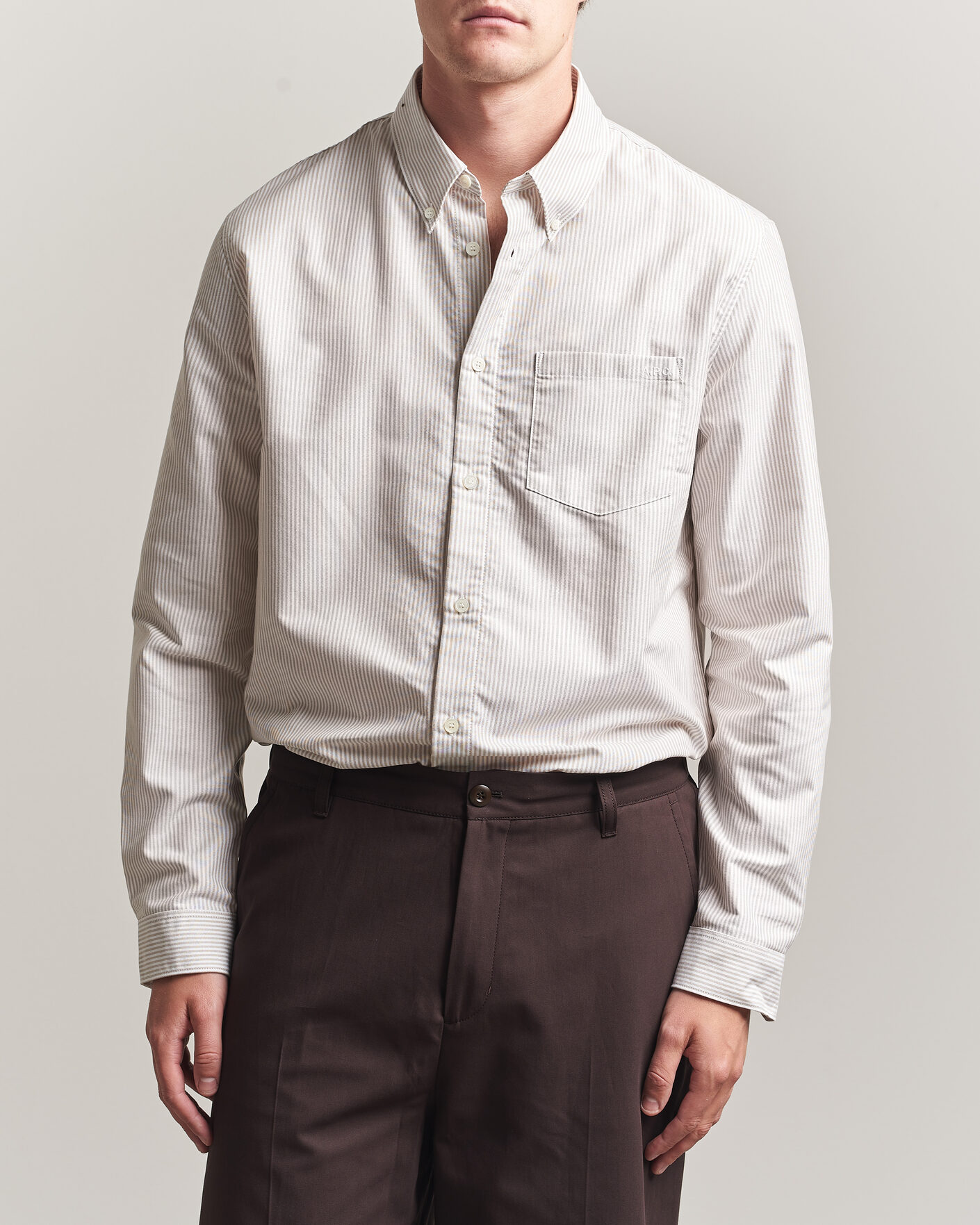 Herr | Skjortor | A.P.C. | Greg Striped Oxford Shirt Beige/White
